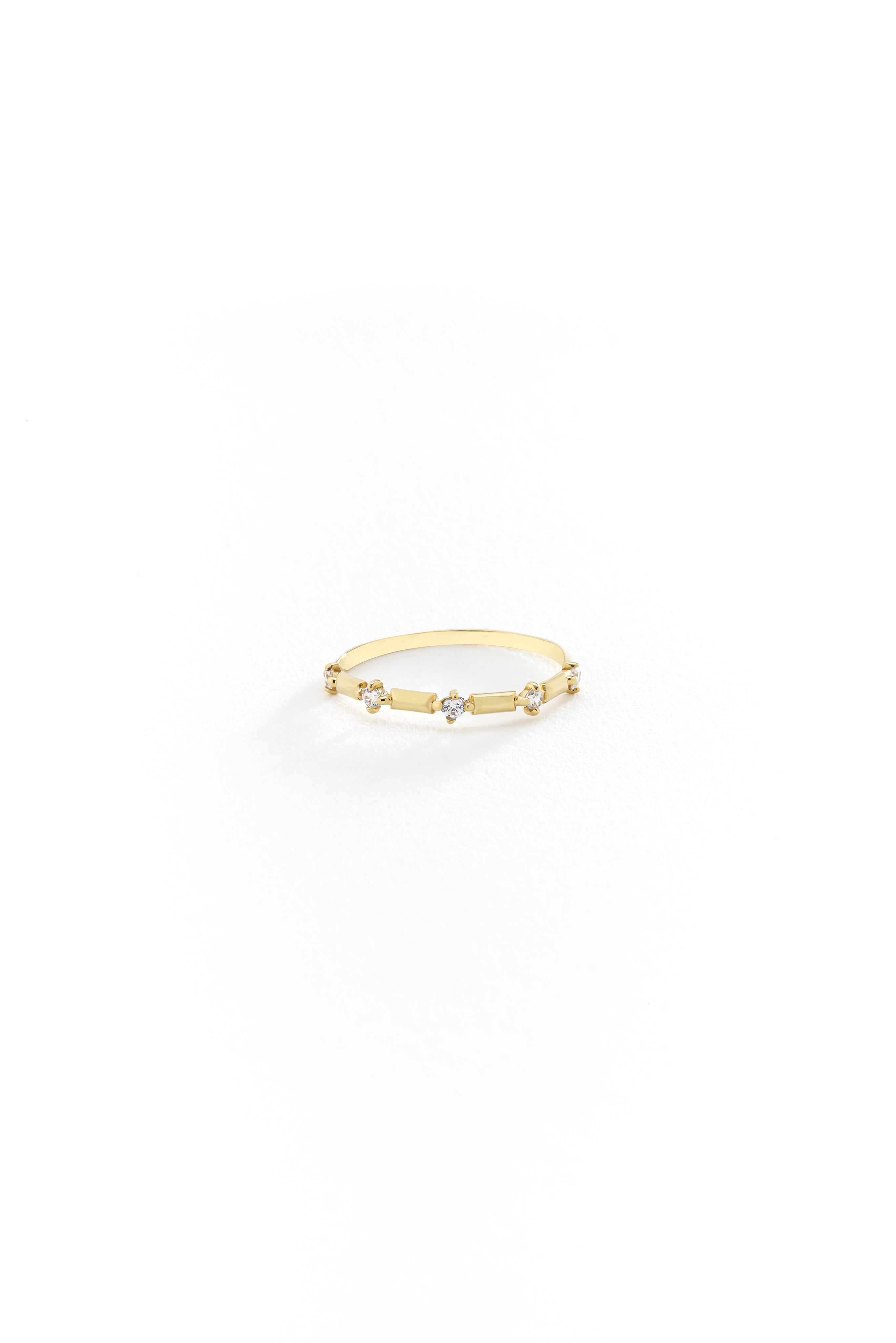 14k Gold Minimal Five Stone Ring