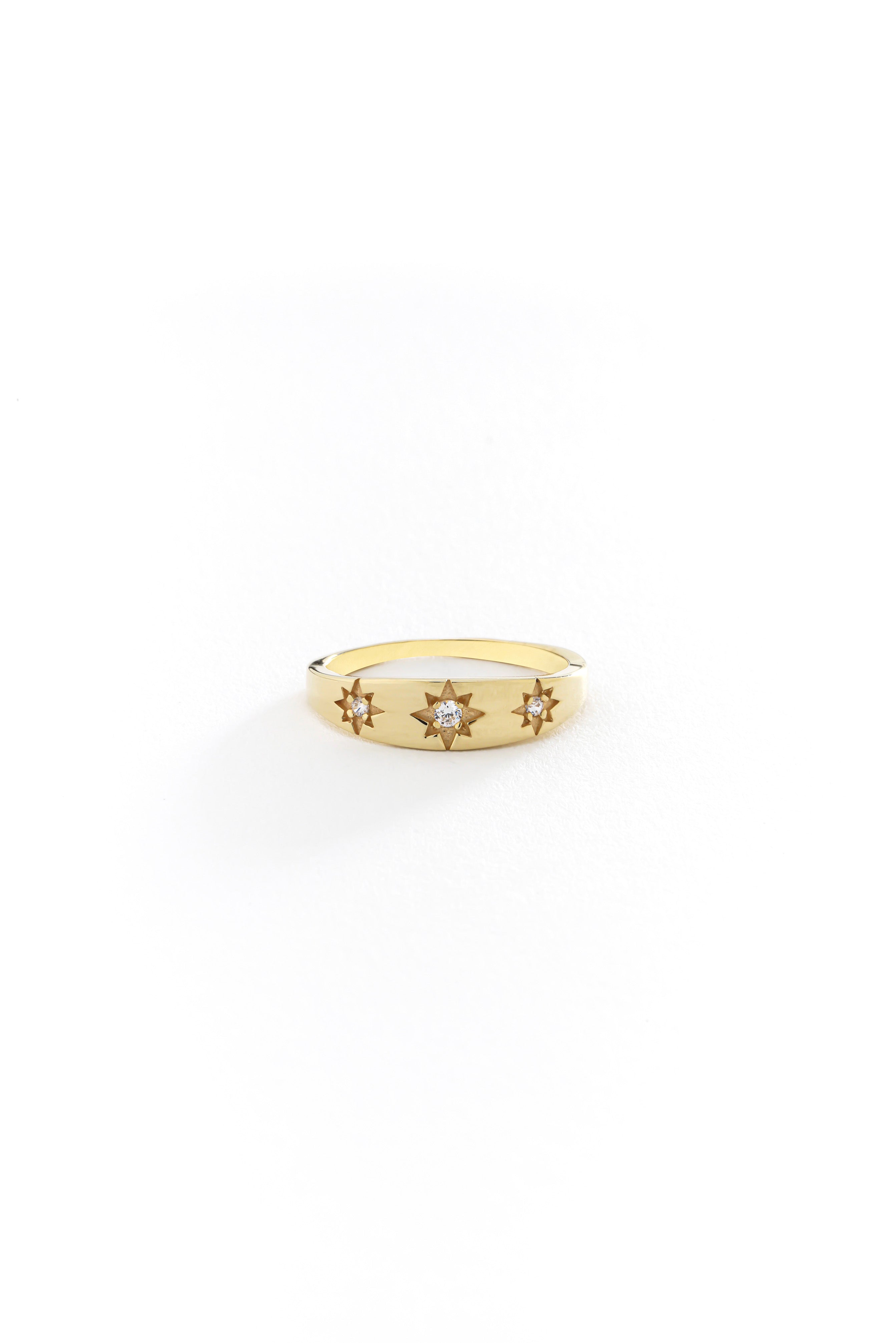 14k Gold Star Burst Ring