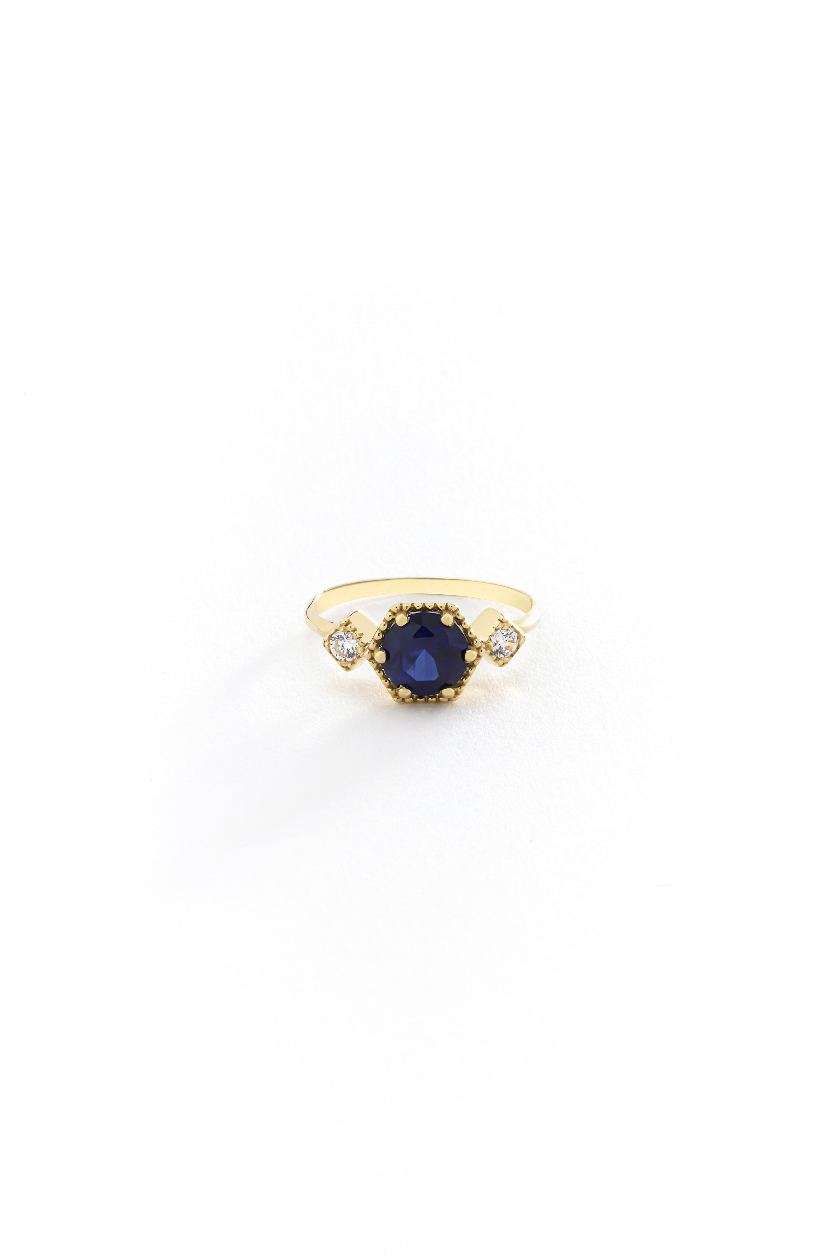 14k Gold Midnight Star Sapphire Ring