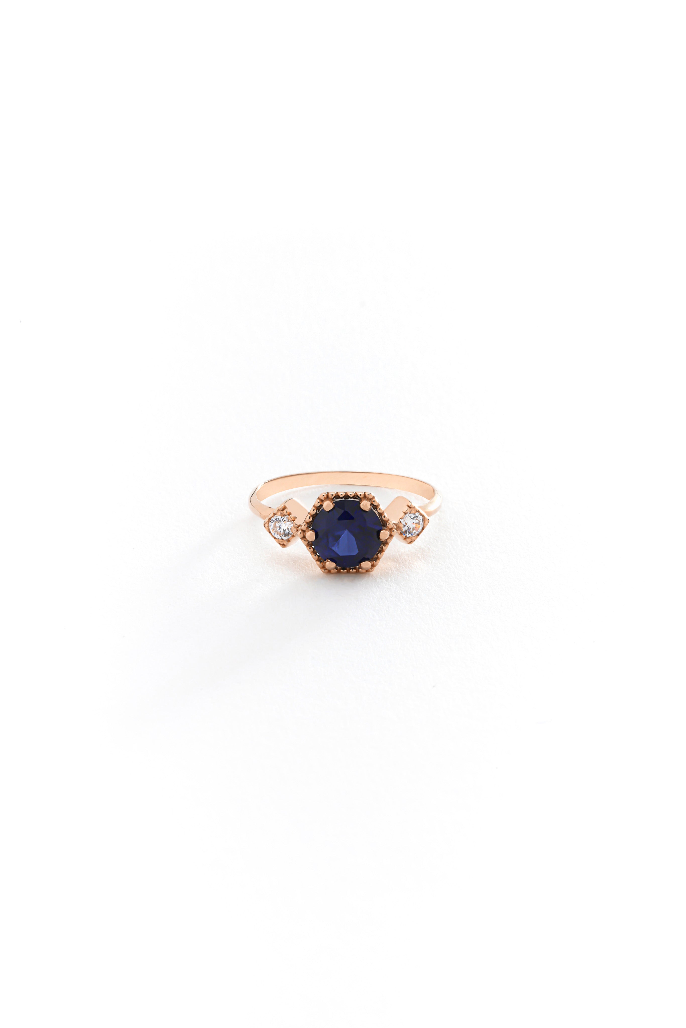 14k Gold Midnight Star Sapphire Ring