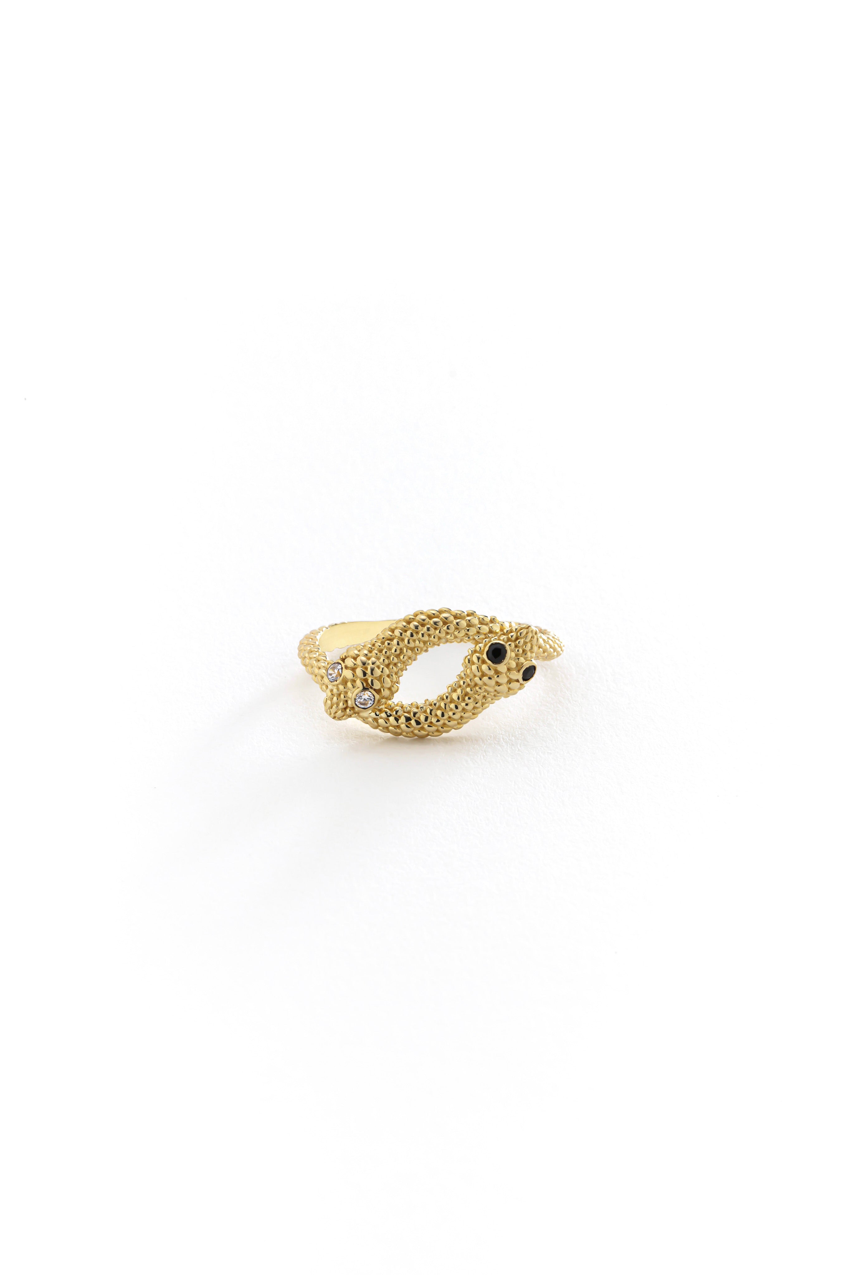 14k Gold Twin Snake Ring