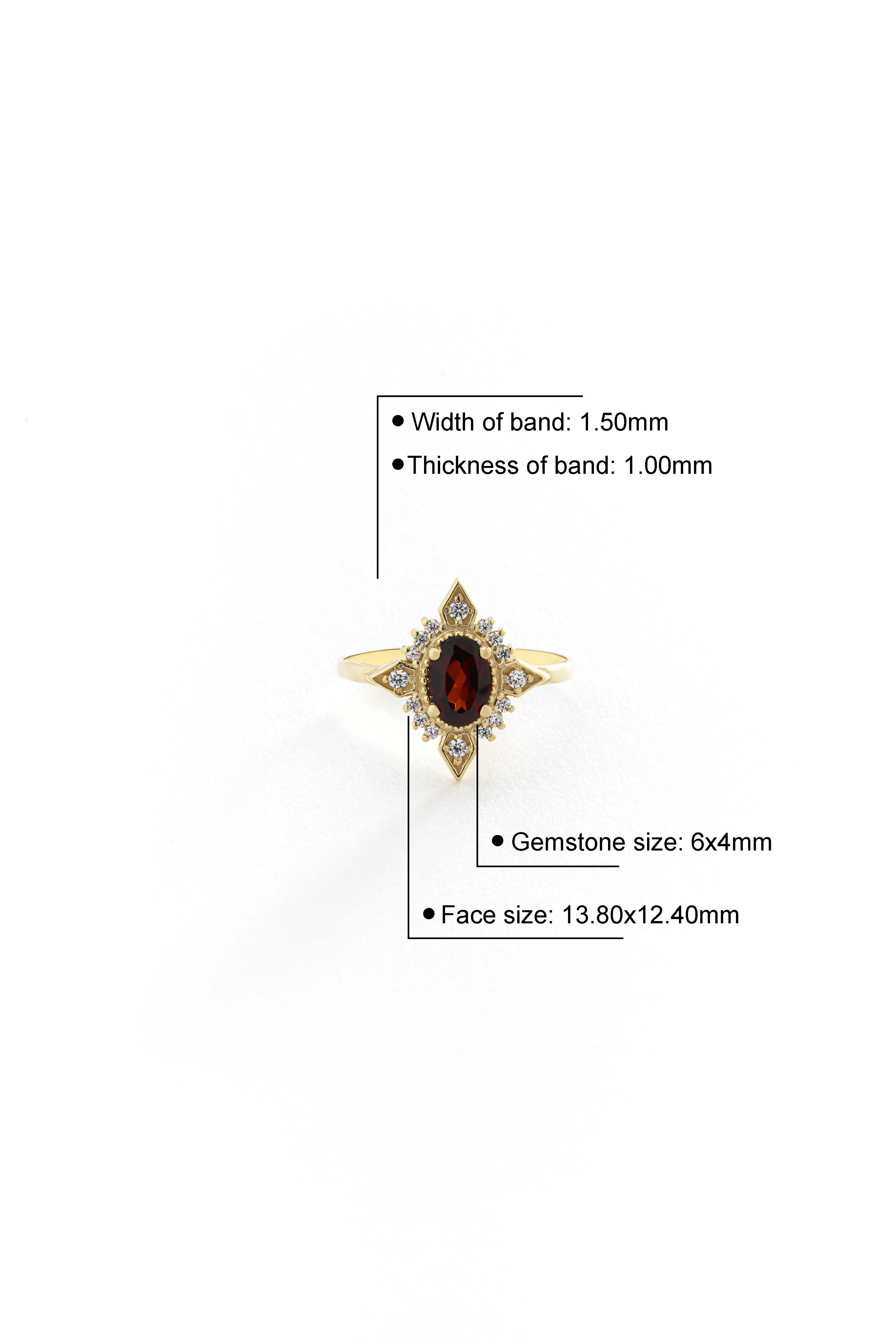 14k Gold Ancient Garnet Ring
