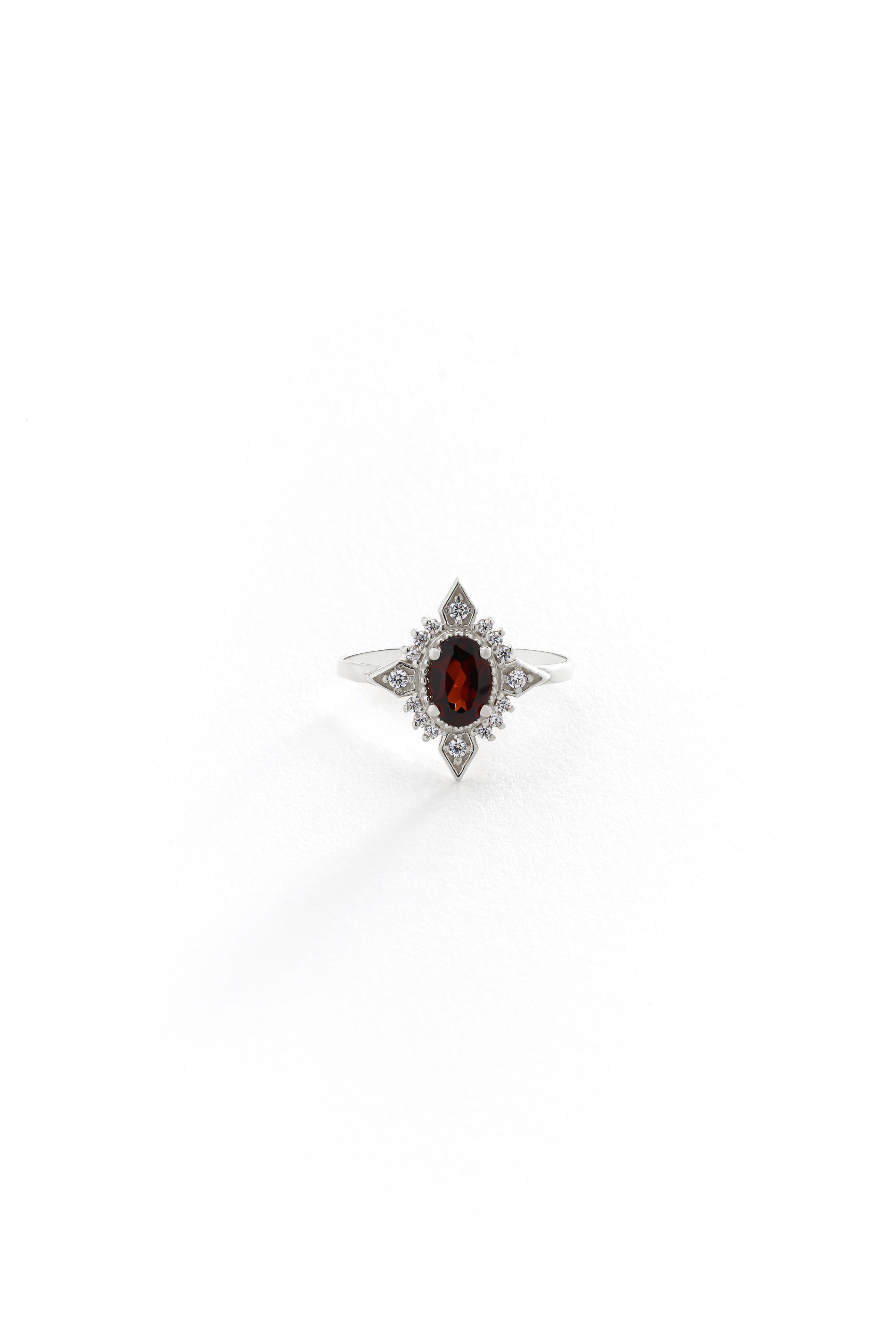 14k Gold Ancient Garnet Ring