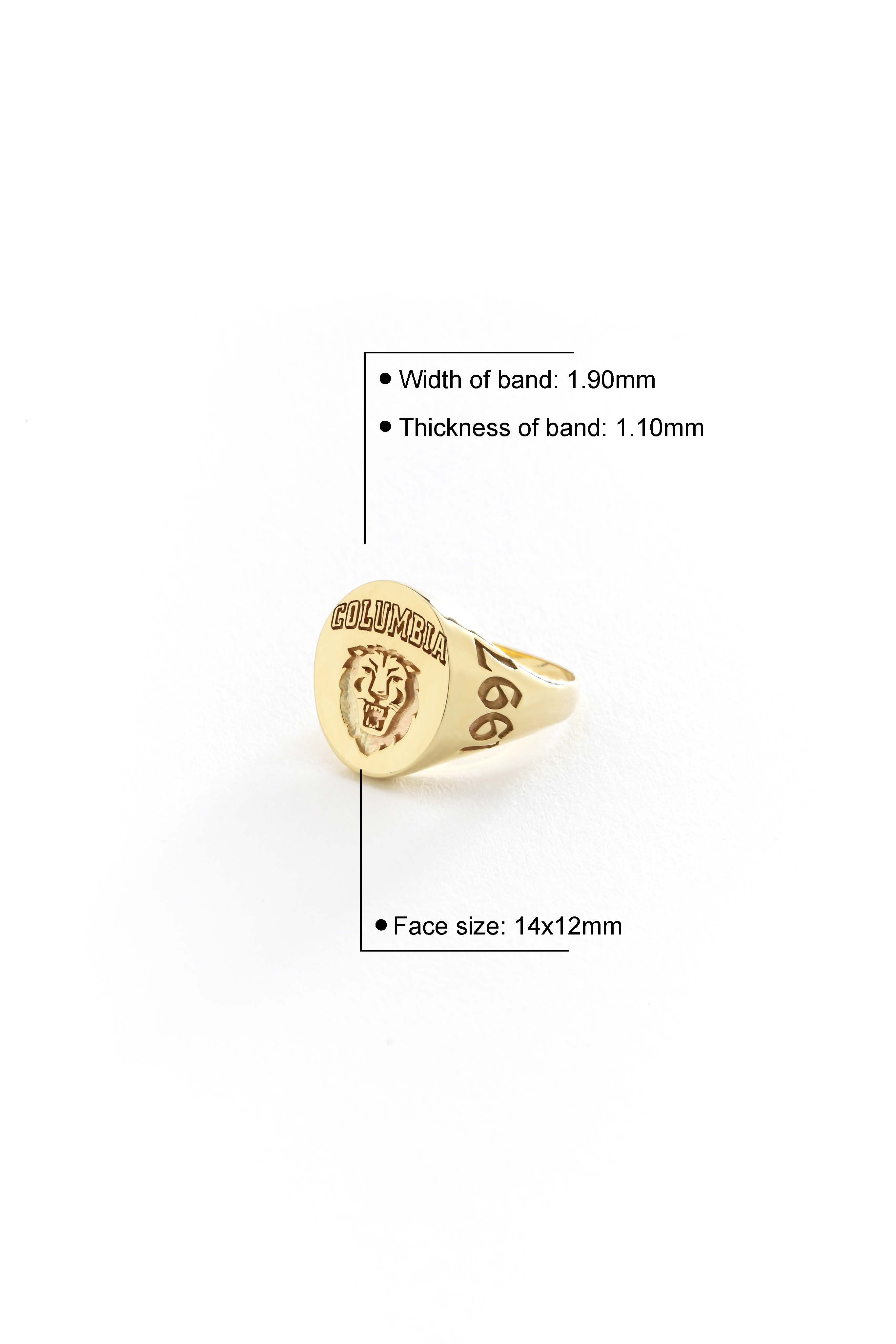 14k Gold 3D Signet Ring