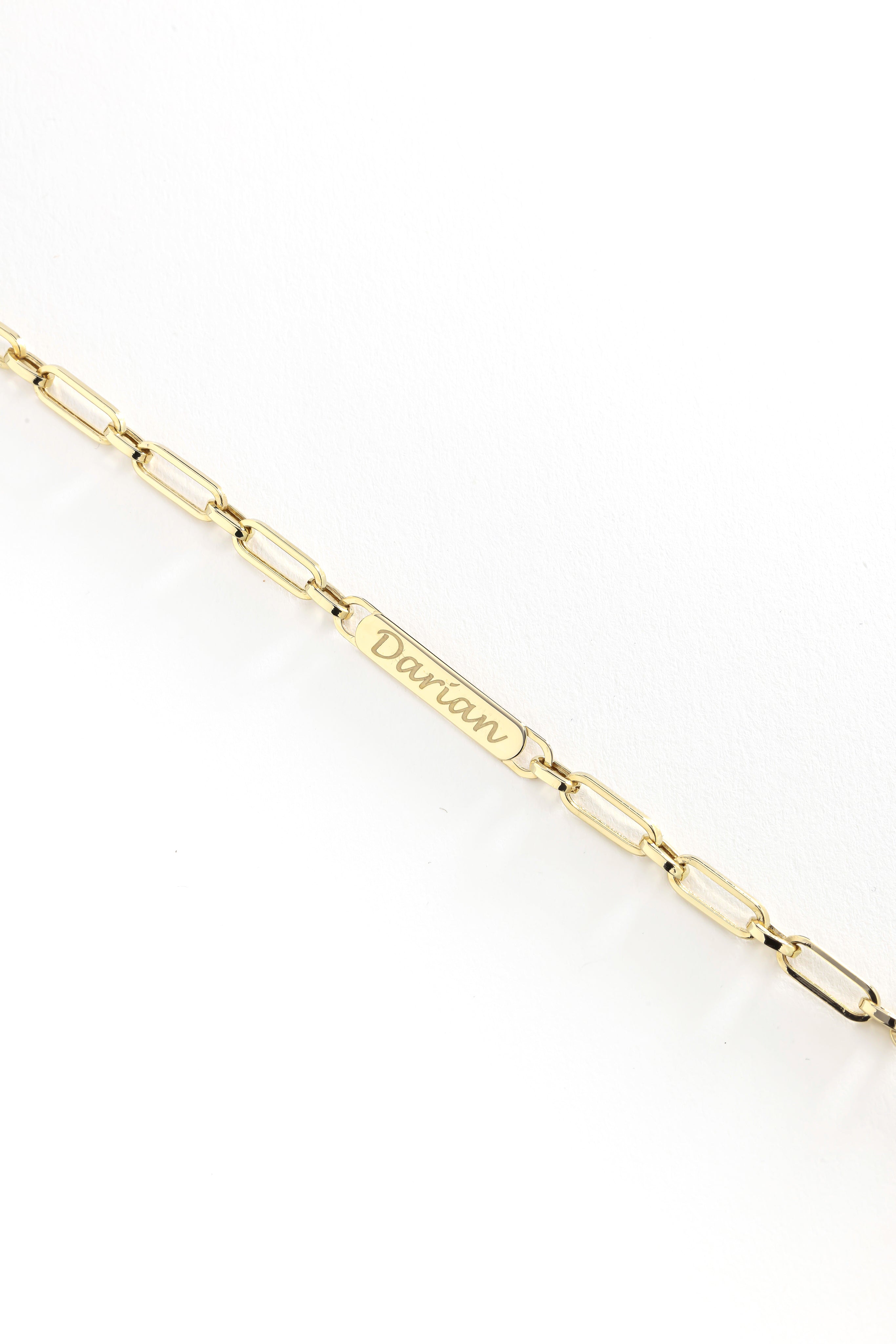 14k Gold Name Tag Paper Clip Bracelet