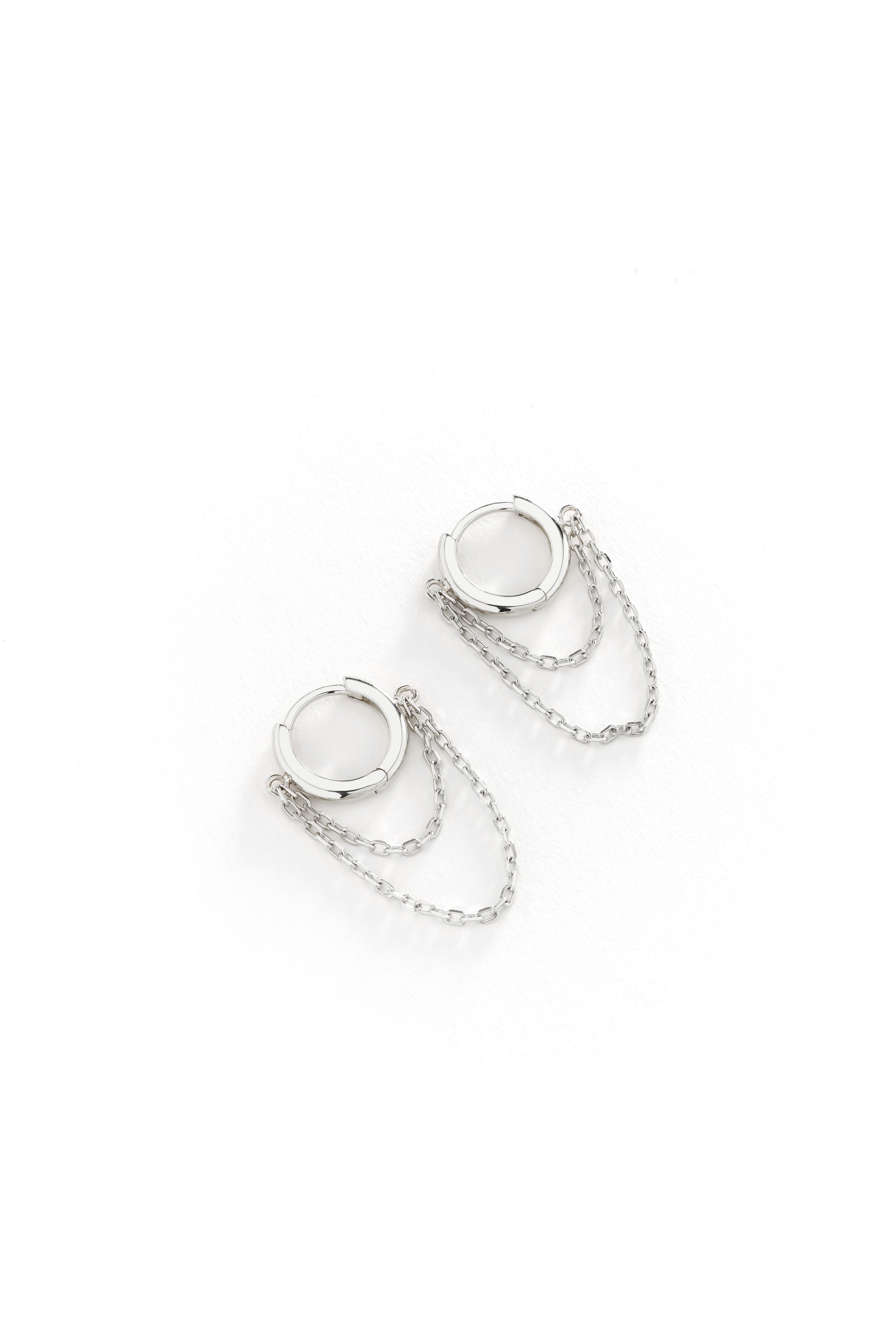 14k Gold Double Chain Hoop Earrings