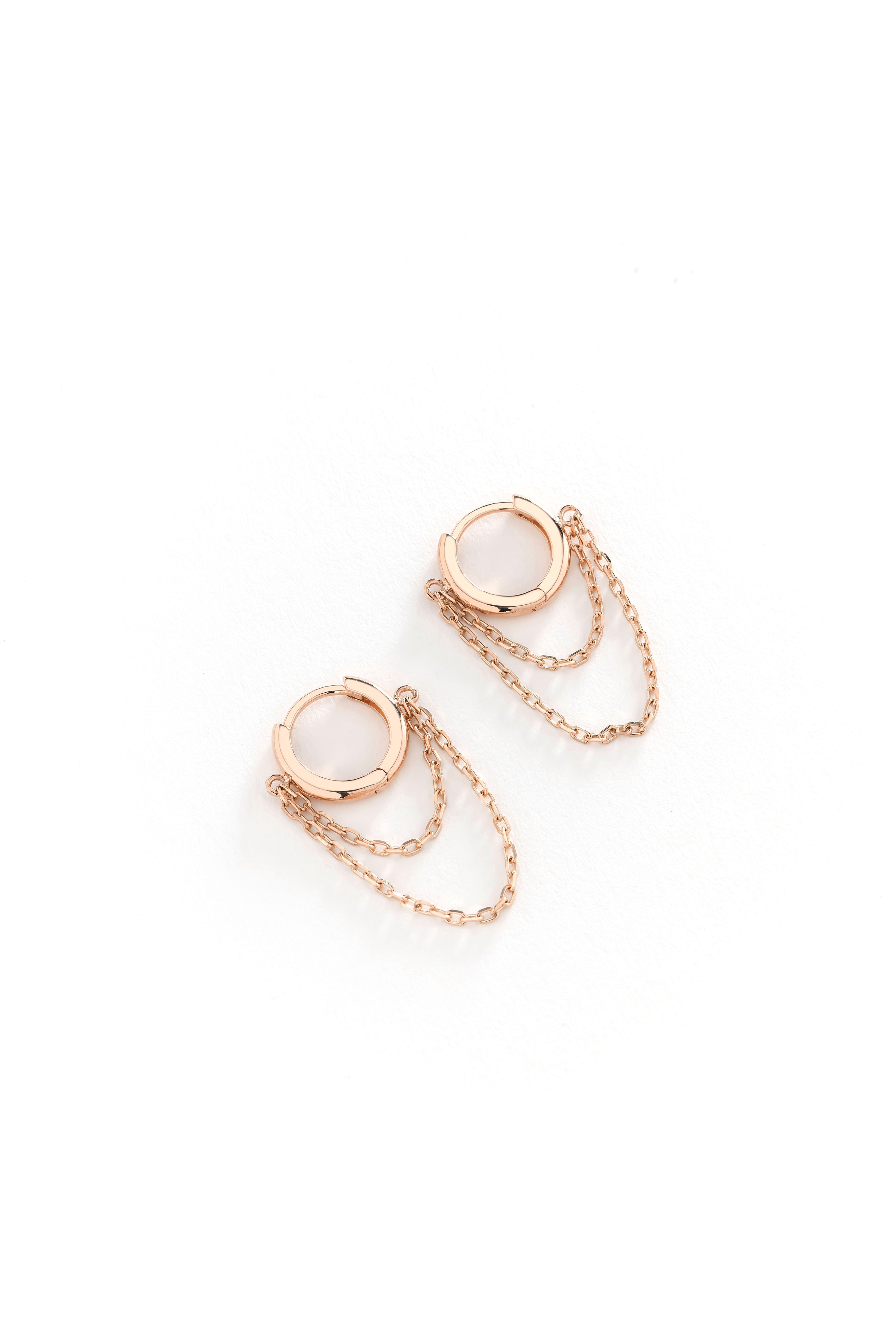 14k Gold Double Chain Hoop Earrings