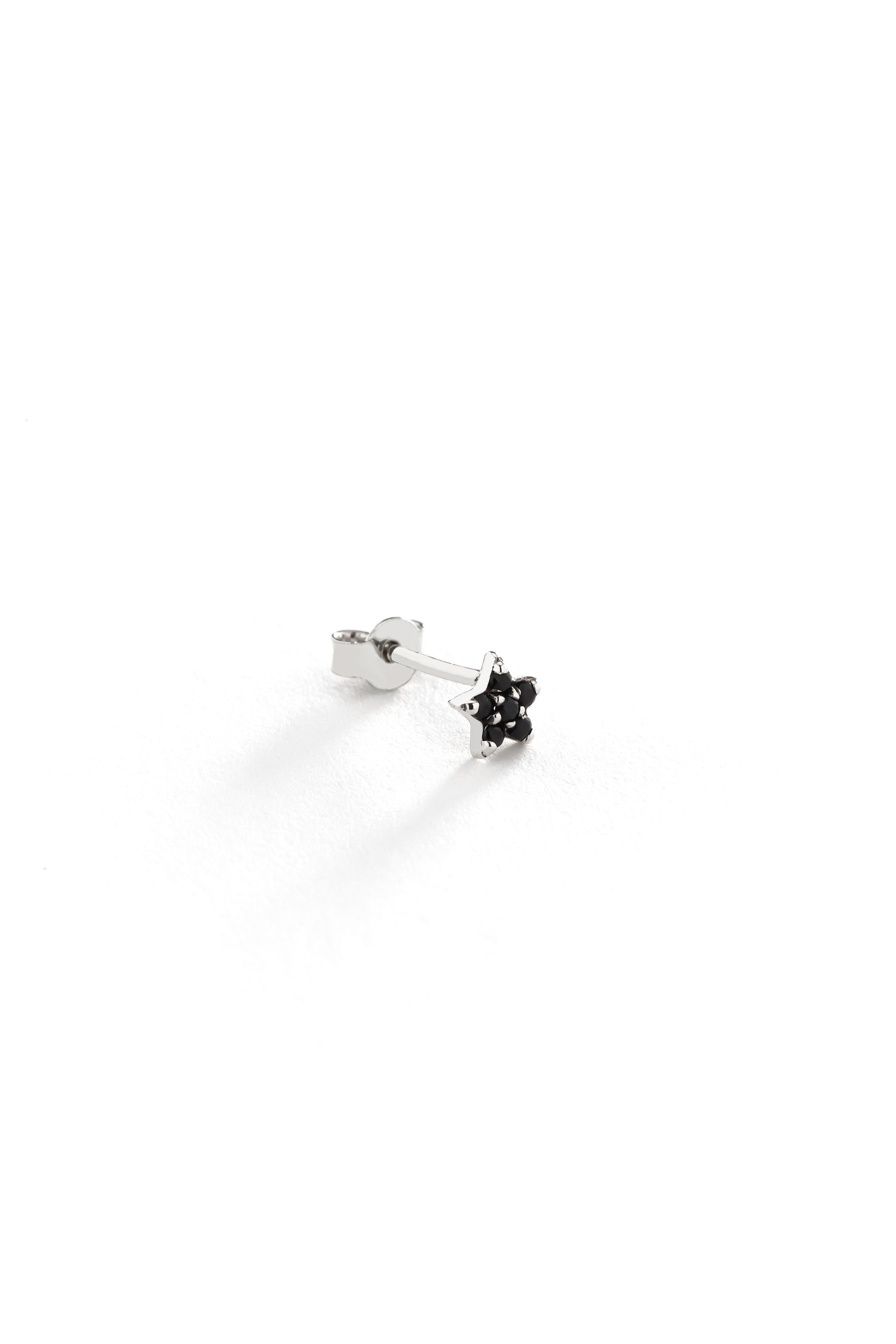 14k Gold Black Star Earrings