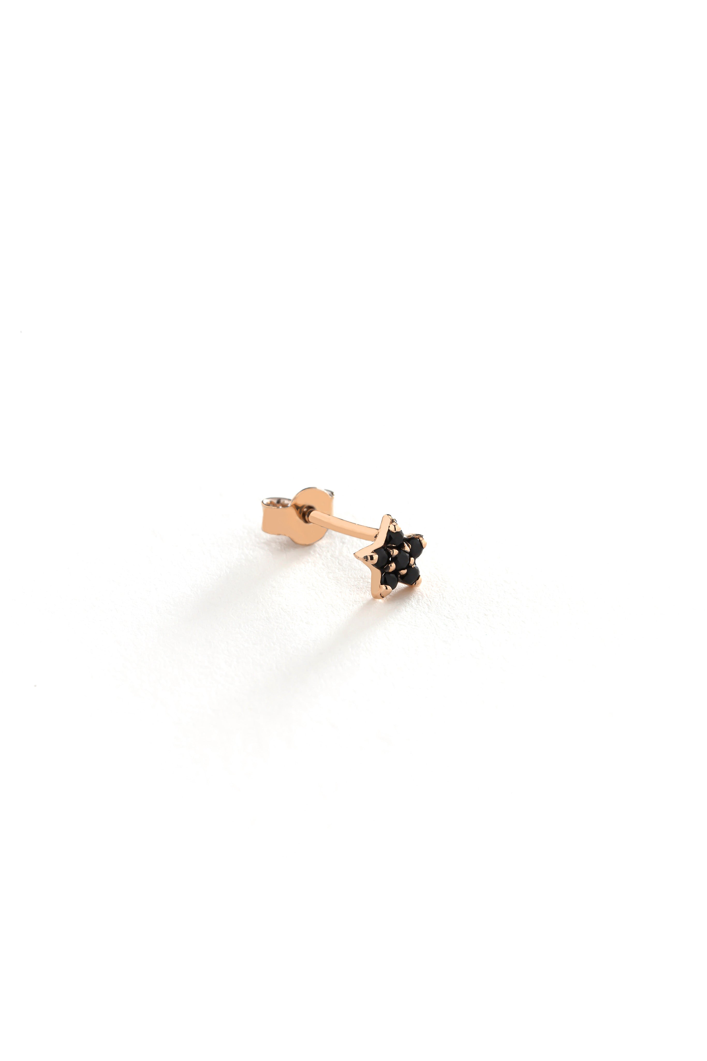 14k Gold Black Star Earrings