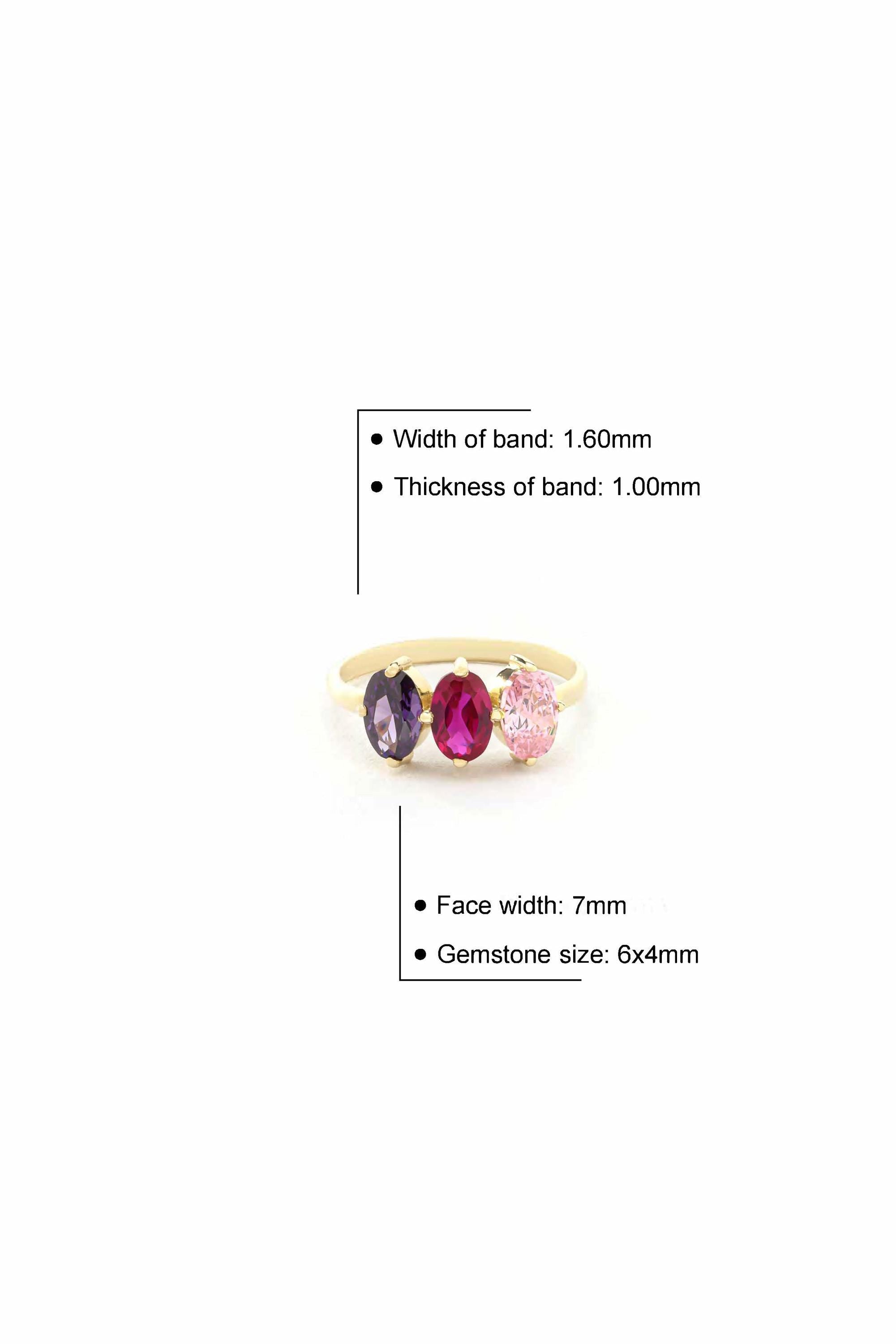 14k Solid Gold Oval Birthstone Ring