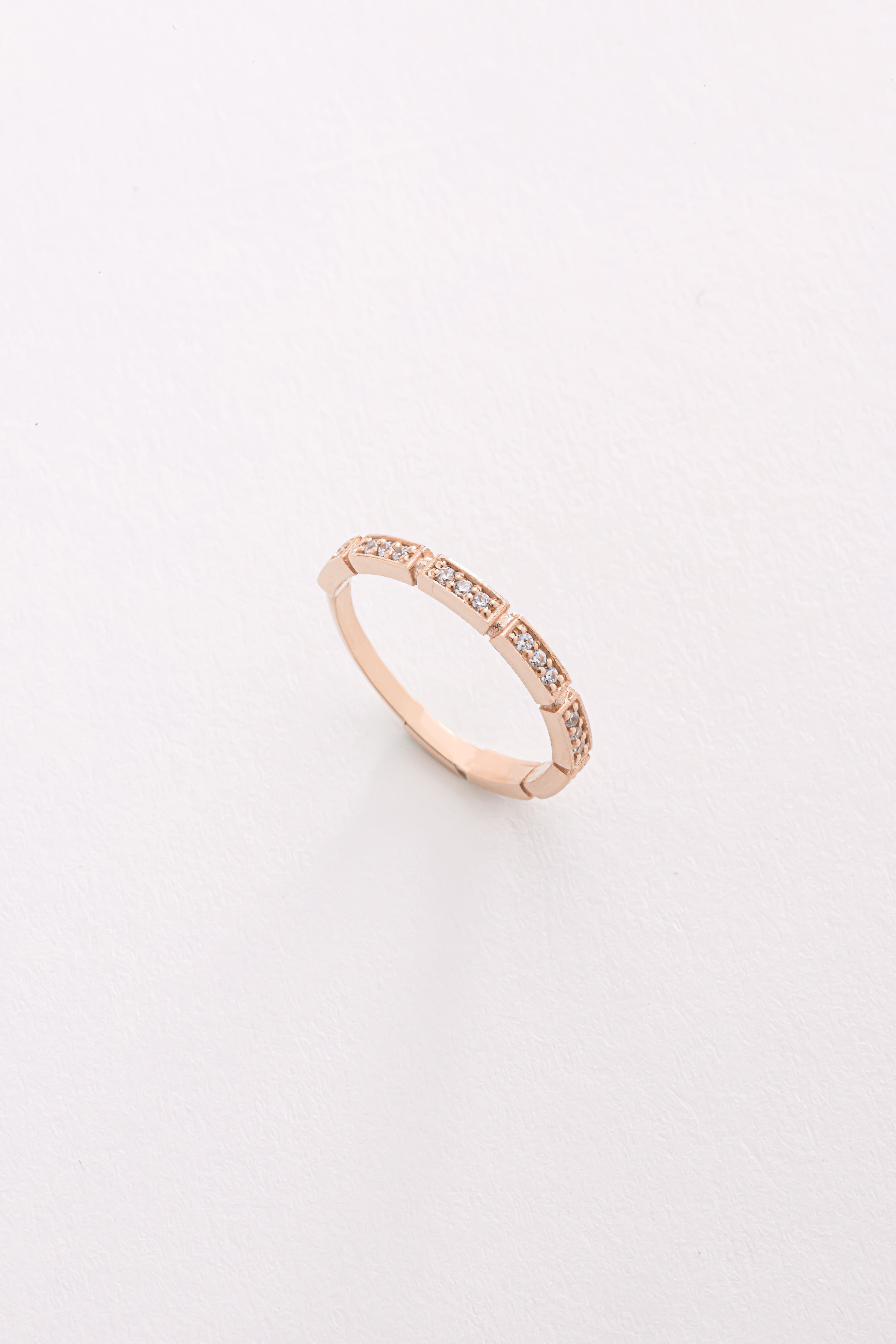 14k Gold Diamond Block Band