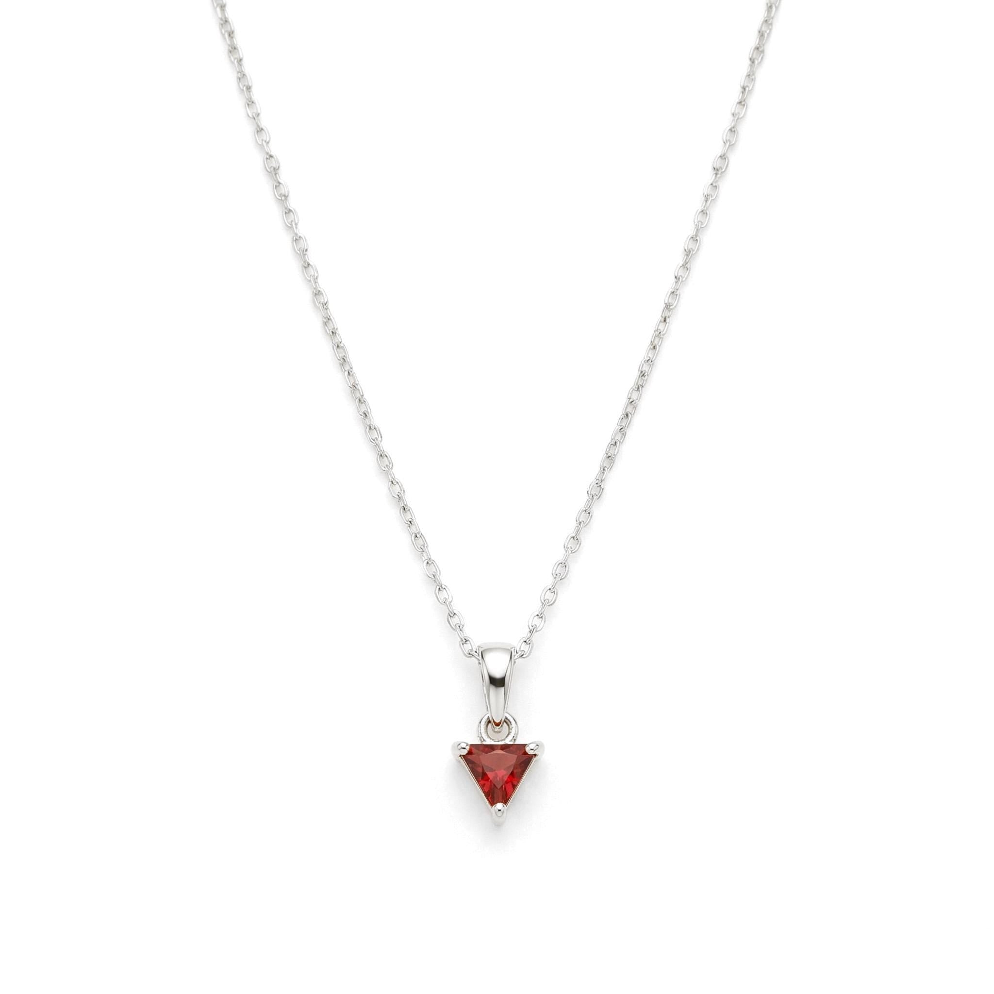 14K Gold Trillion Cut Garnet Necklace