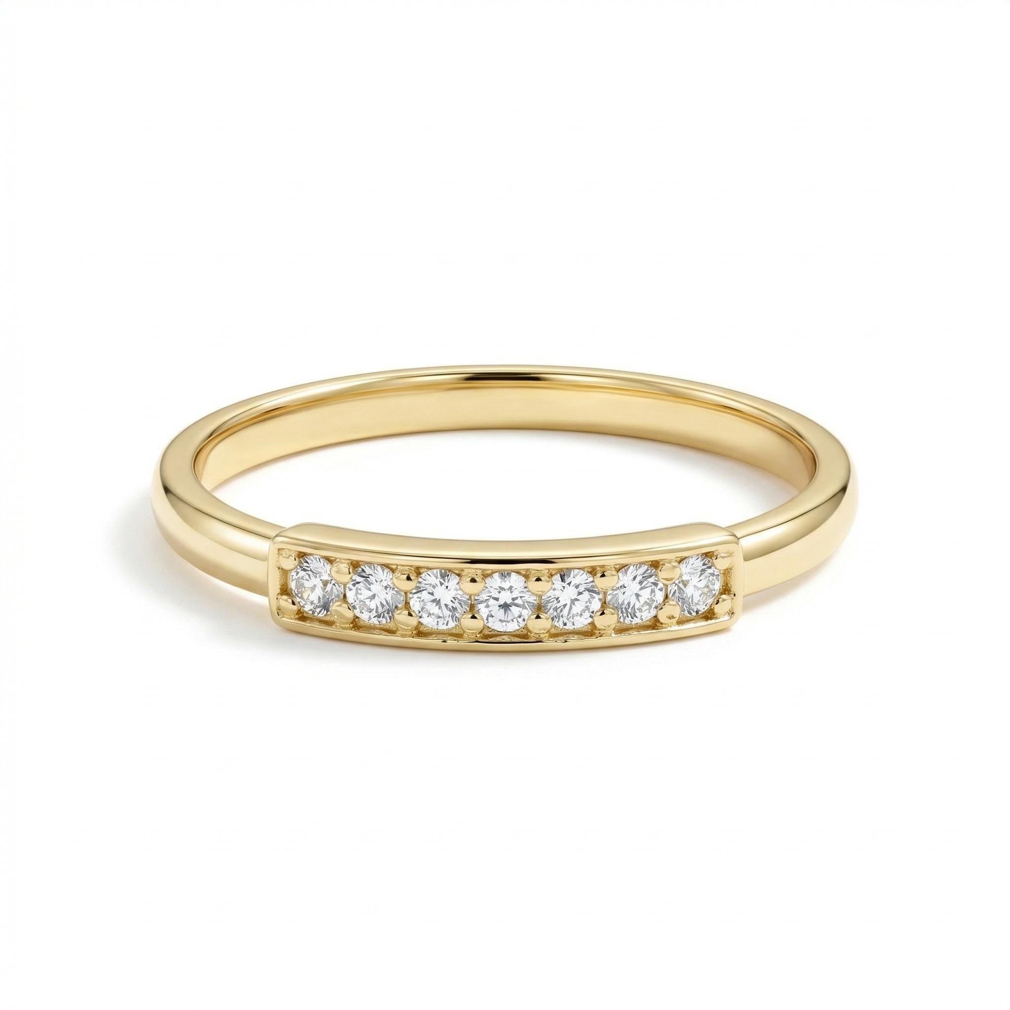 14K Gold Diamond Band Dainty Ring