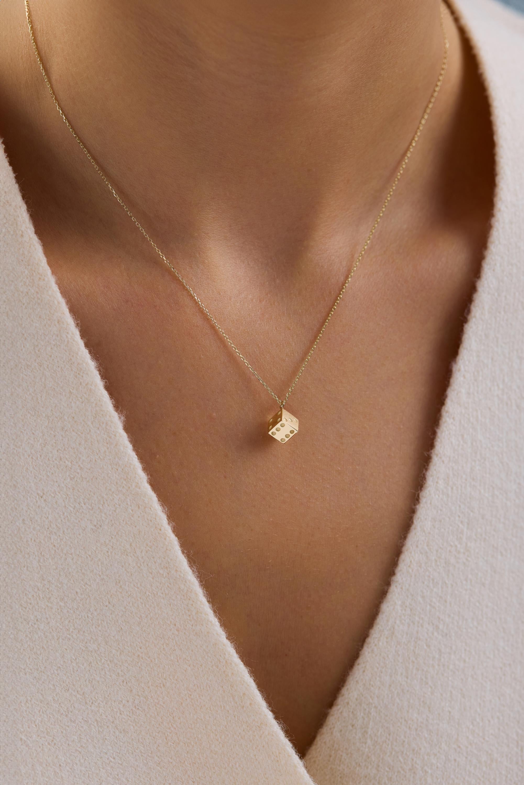 14K Gold Dice Necklace