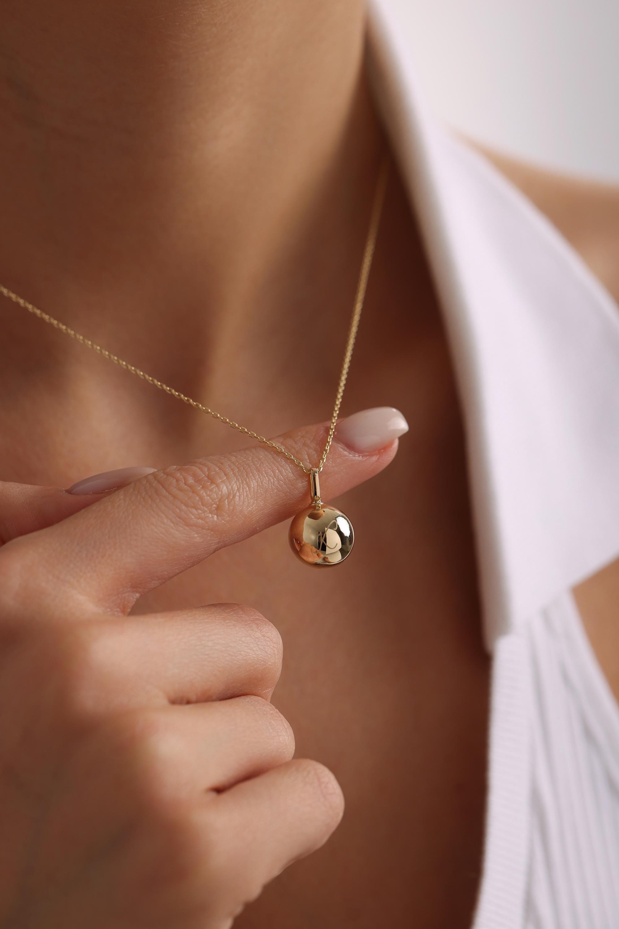 14K Gold Sphere Urn Necklace