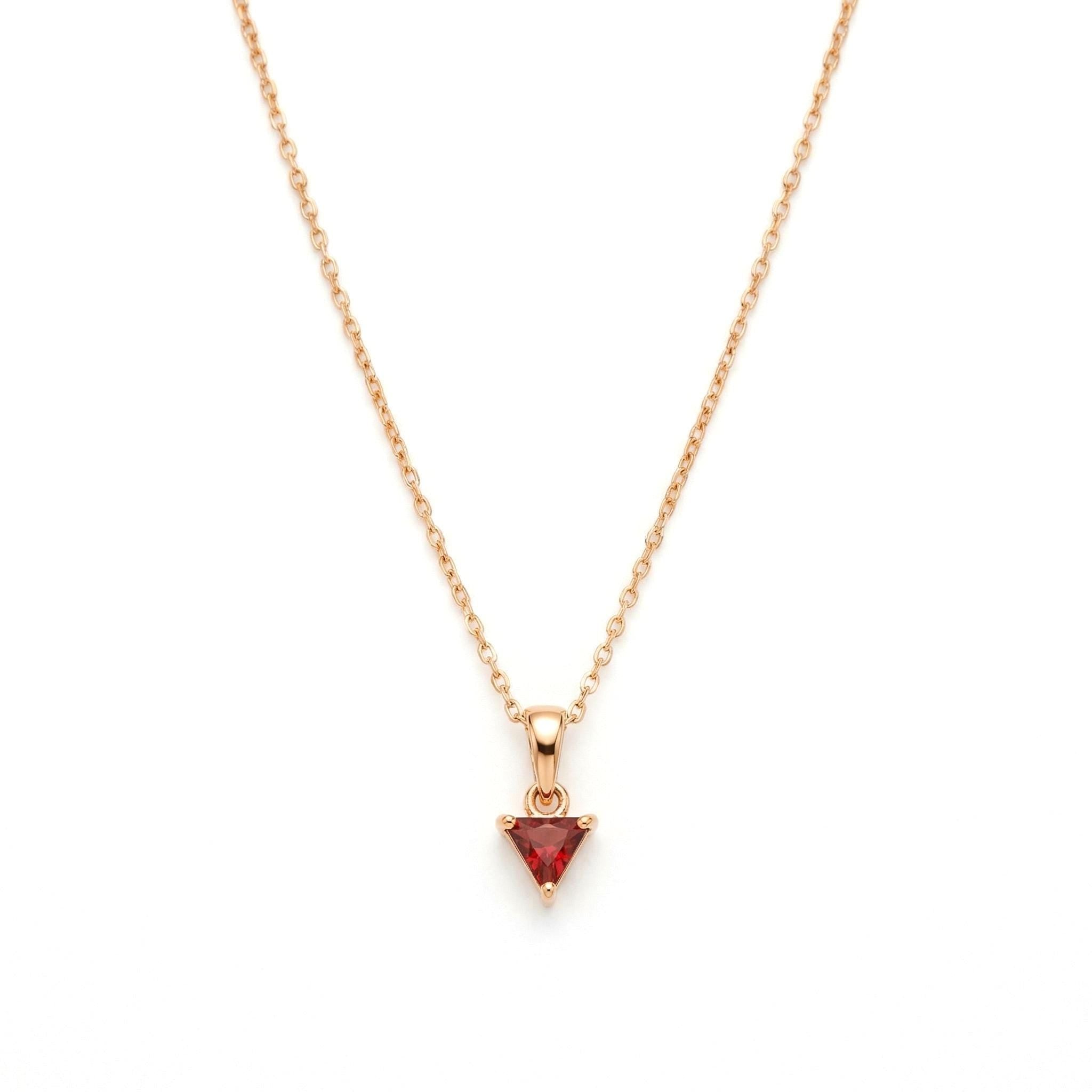 14K Gold Trillion Cut Garnet Necklace