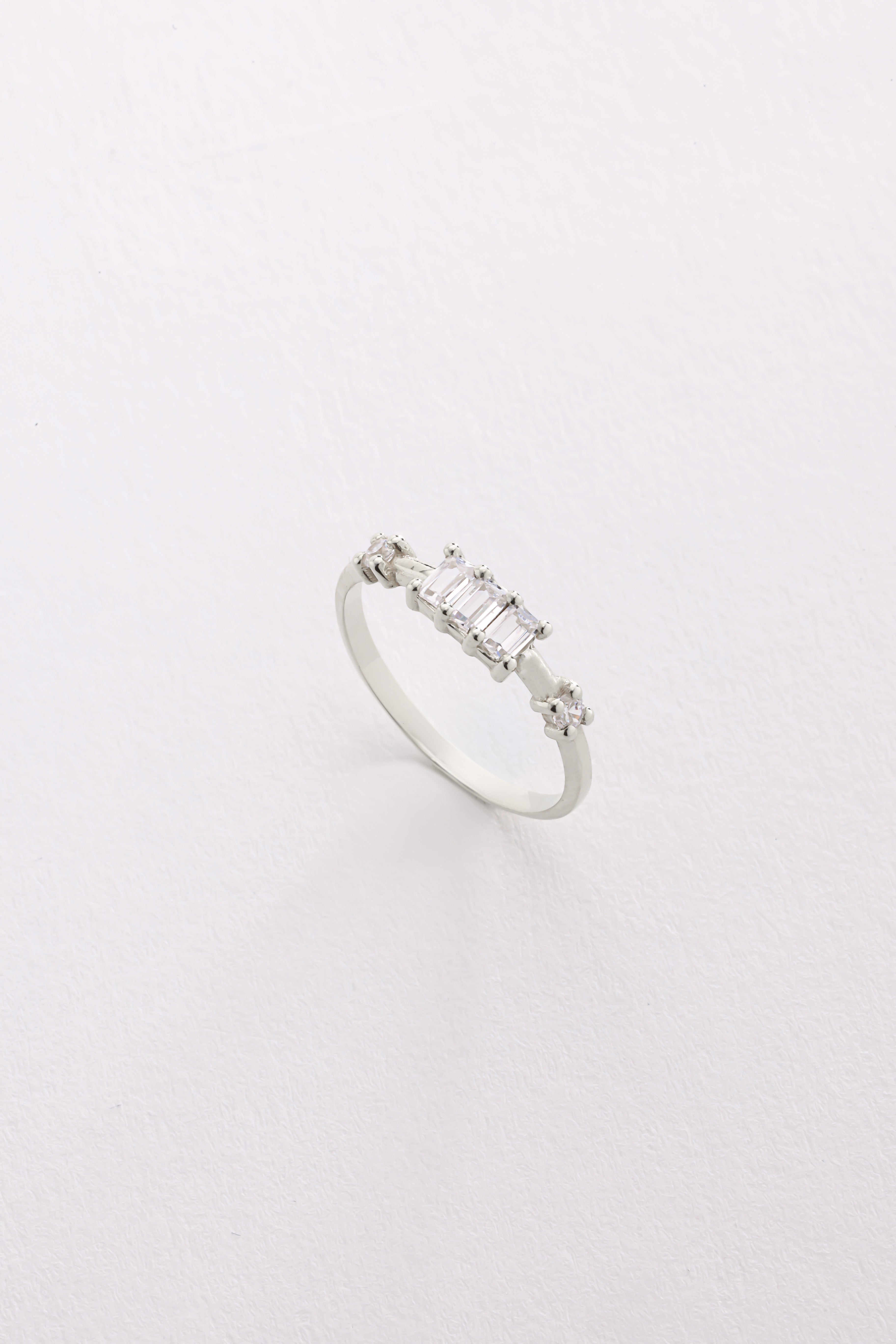 14k Gold Three Baguette Diamond Ring