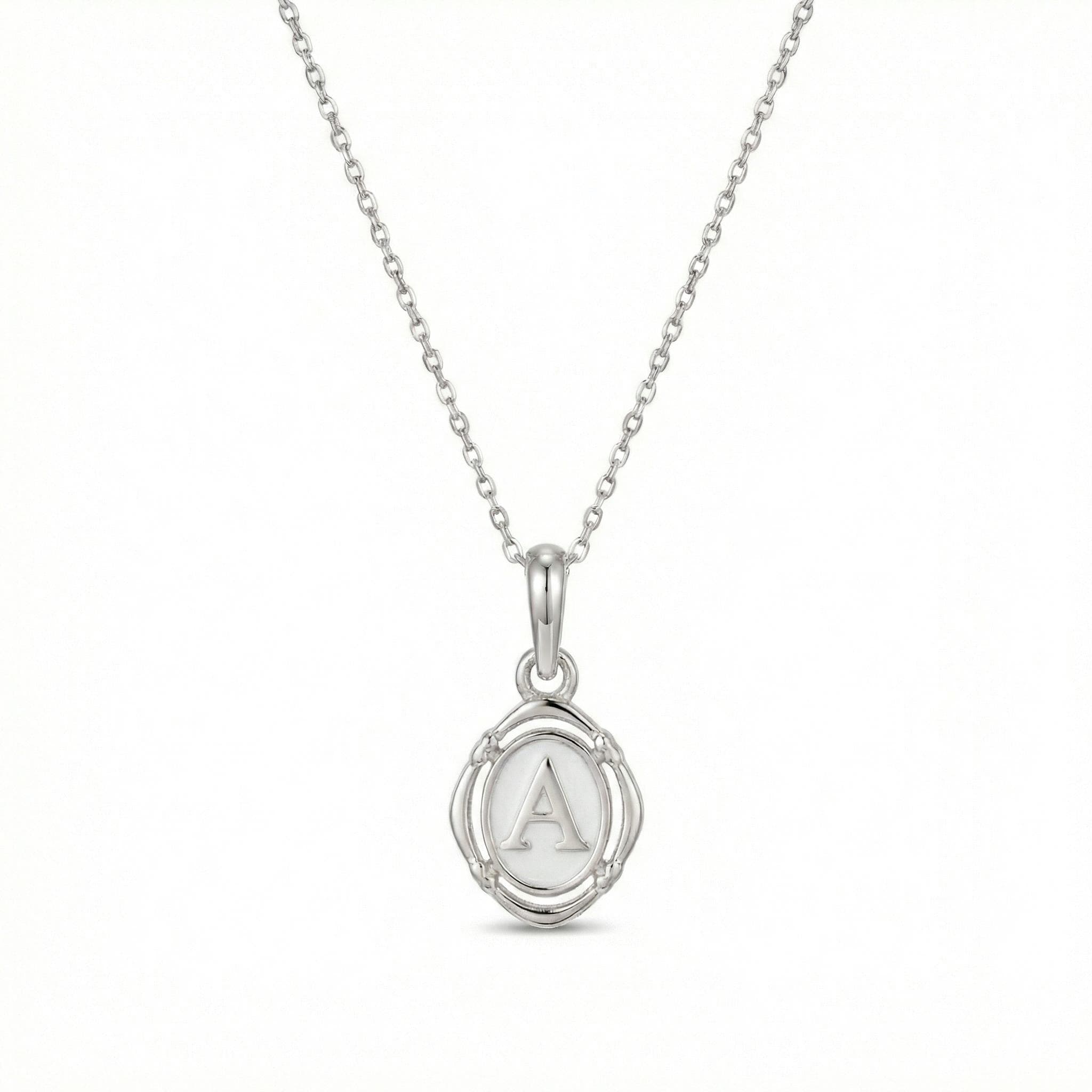 14k Gold Enamel Letter Necklace
