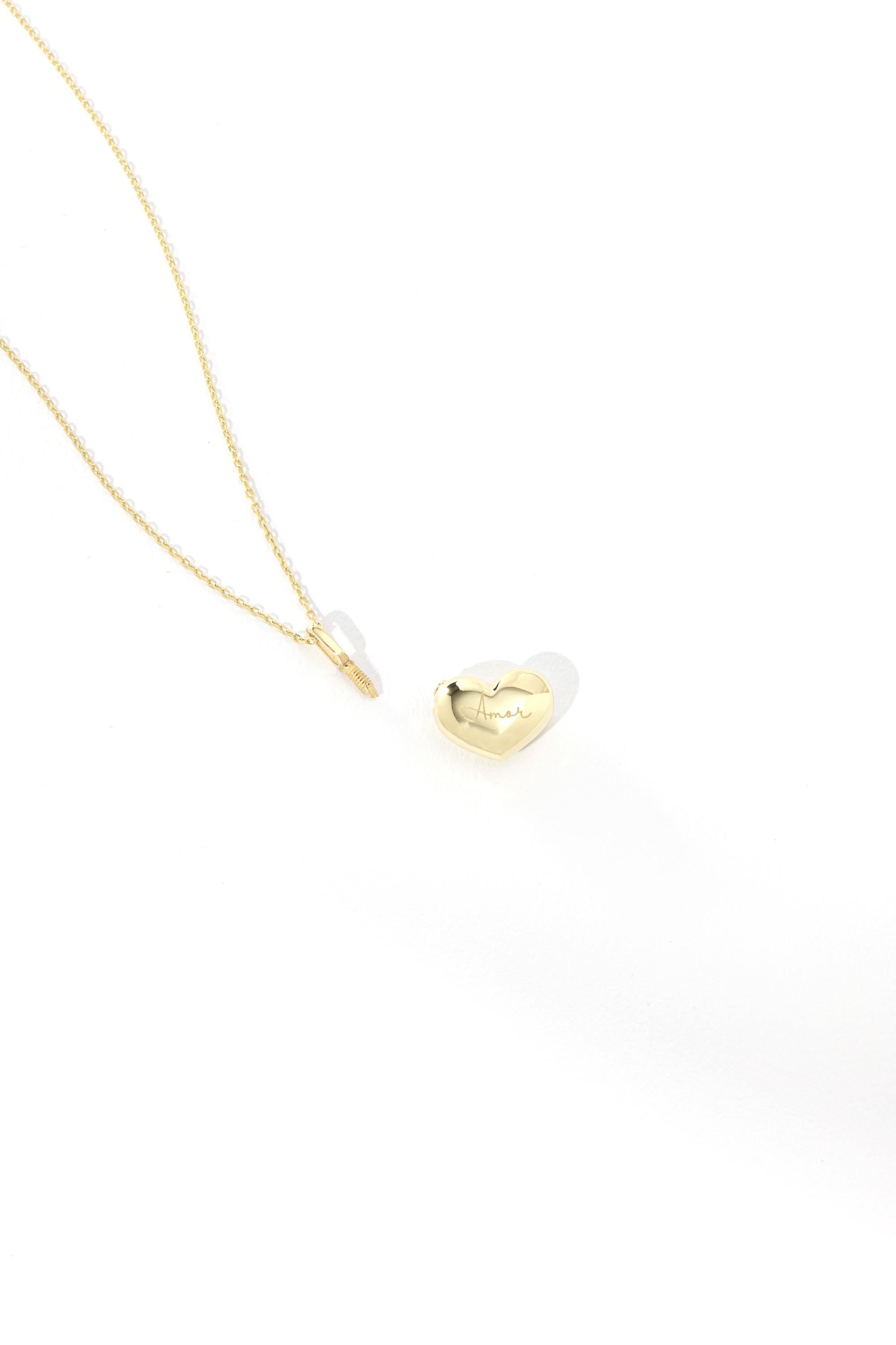 14K Gold Heart Urn Necklace