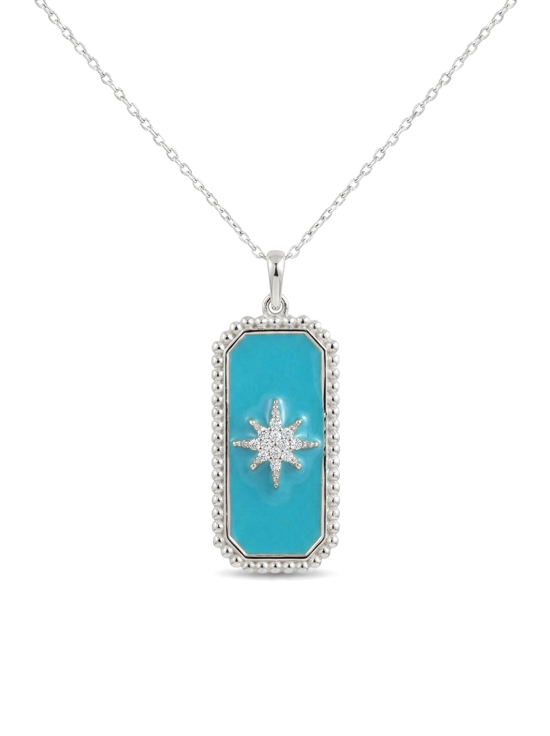 14K Diamond Gold Enamel Pendant Necklace