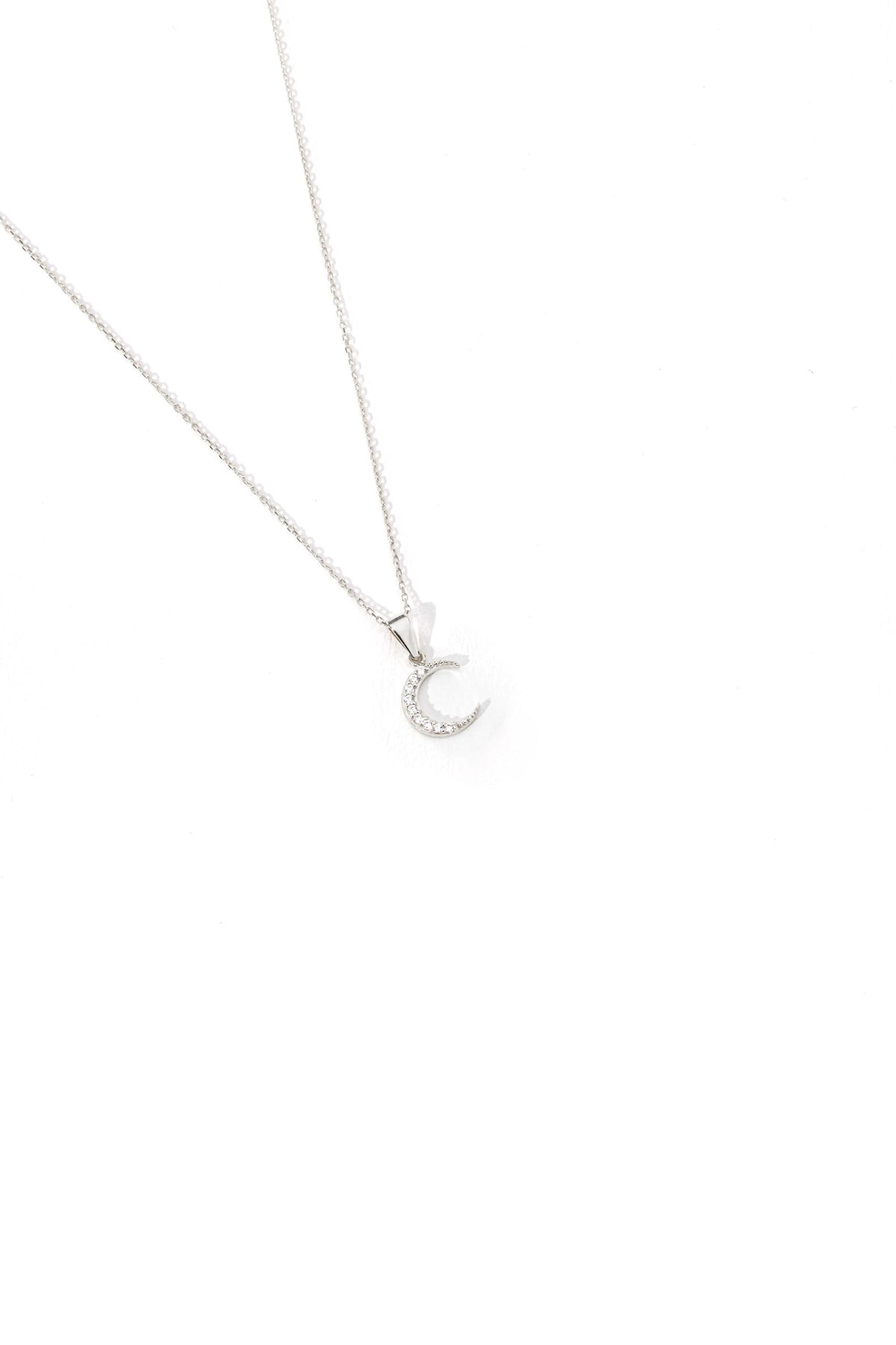 14K Solid Gold Crescent Moon Necklace