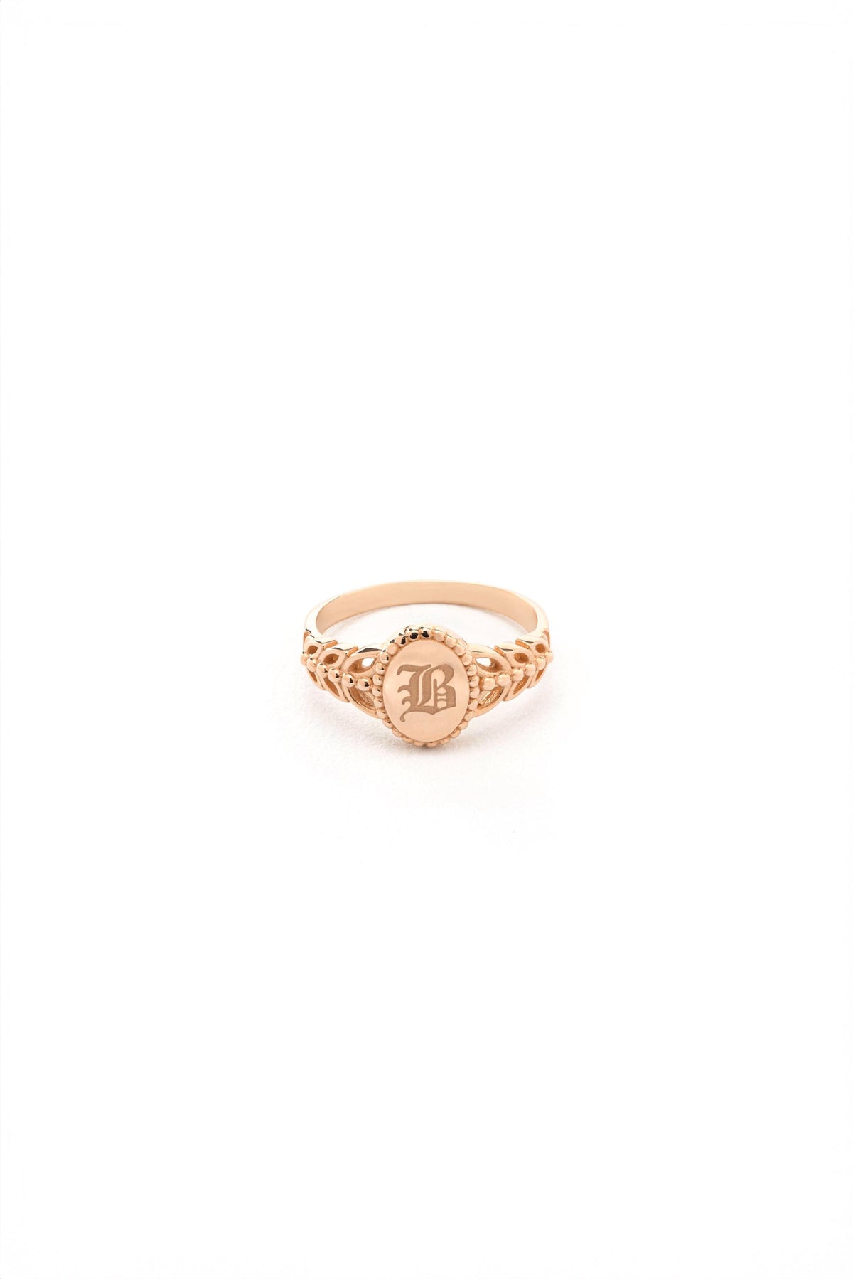 14K Gold Oval Filigree Signet Ring