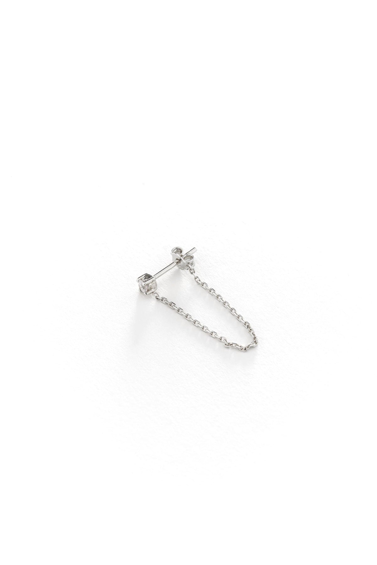 14K Solid Gold Bezel Stone Chain Drop Earring