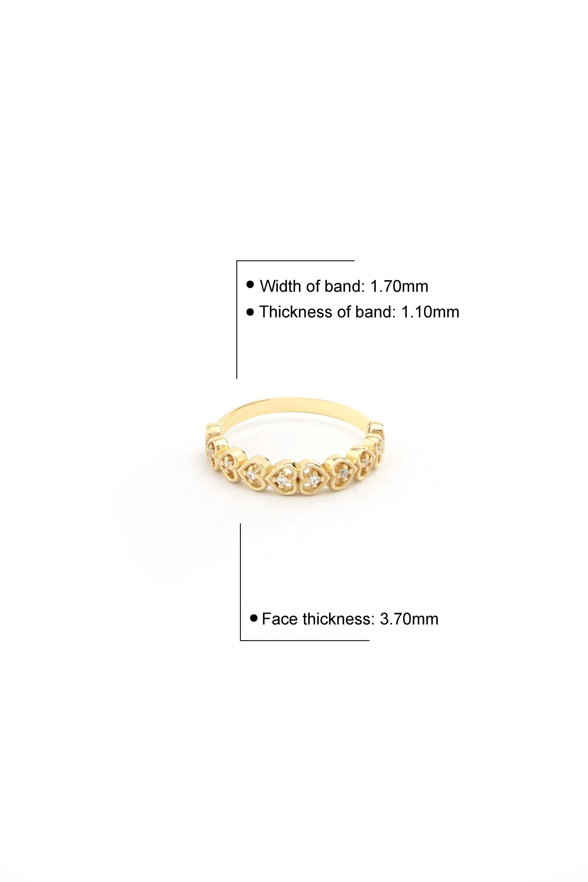 14K Gold CZ Heart Band