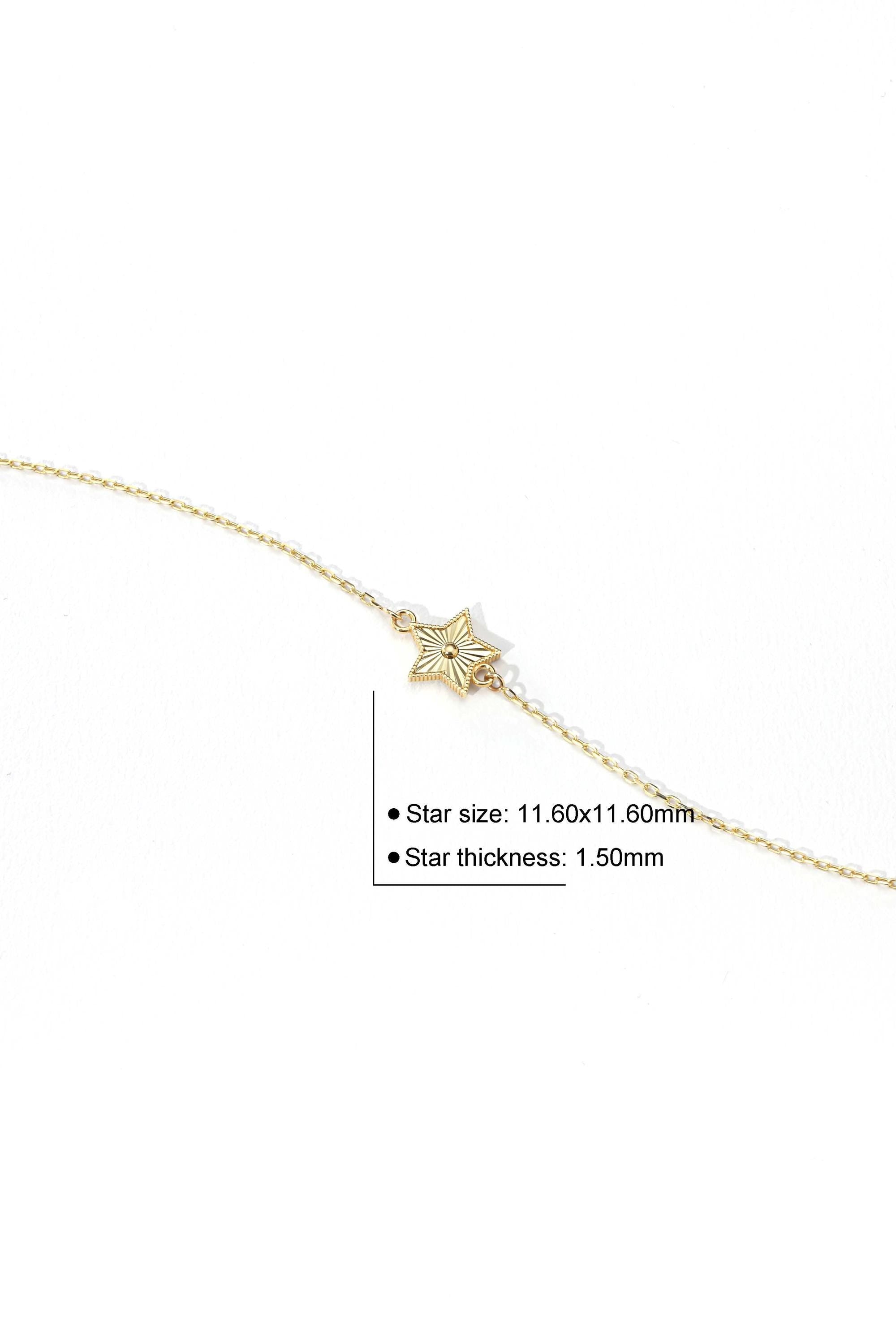 14K Solid Gold Star Bracelet