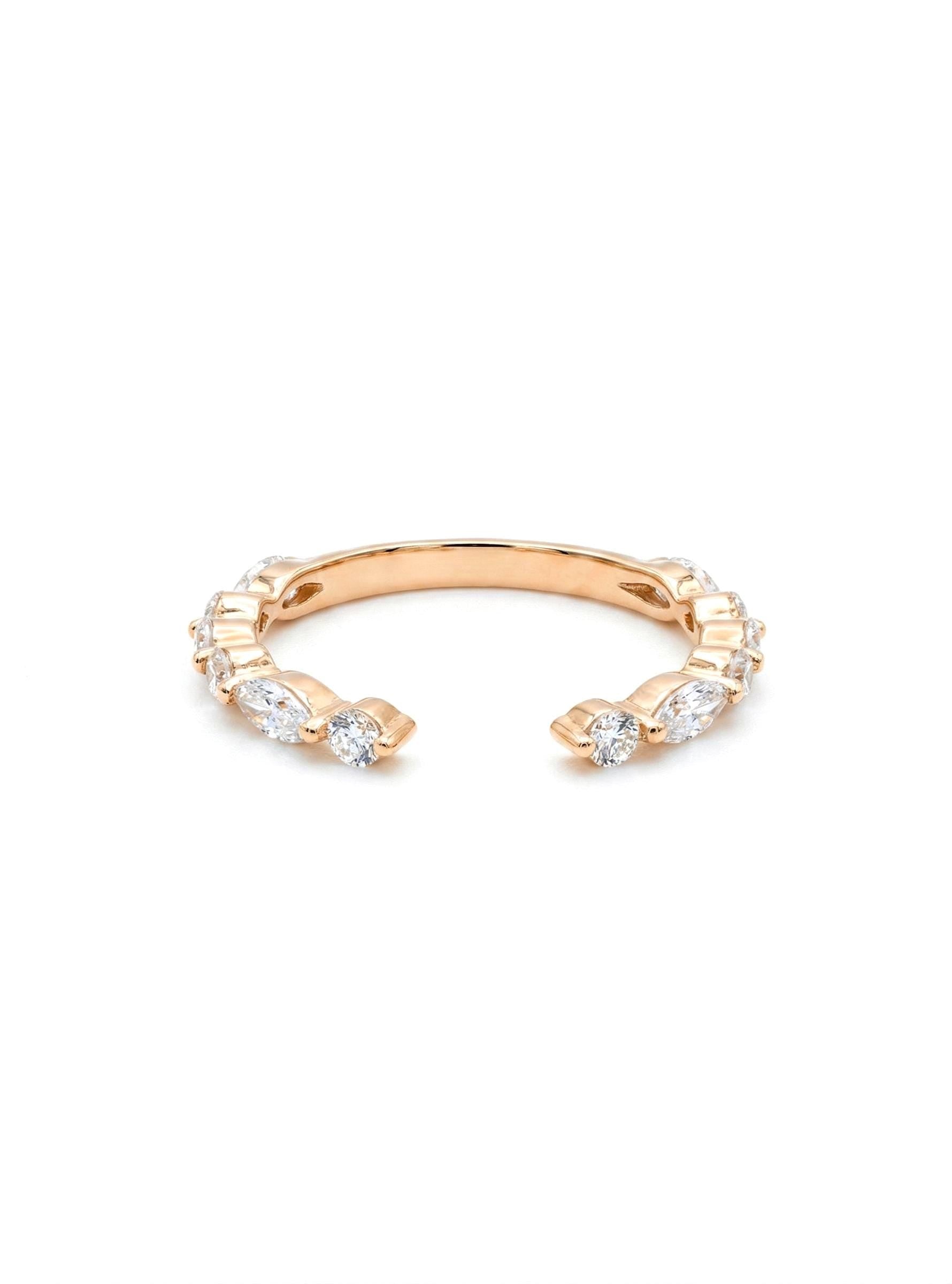14K Gold CZ Open Band Ring