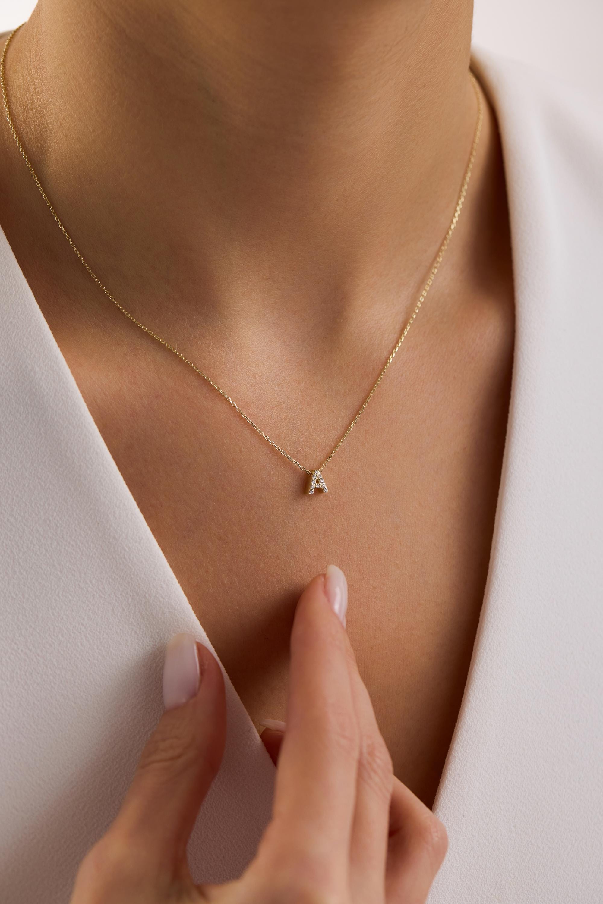 Diamonds Initial Letter Necklace