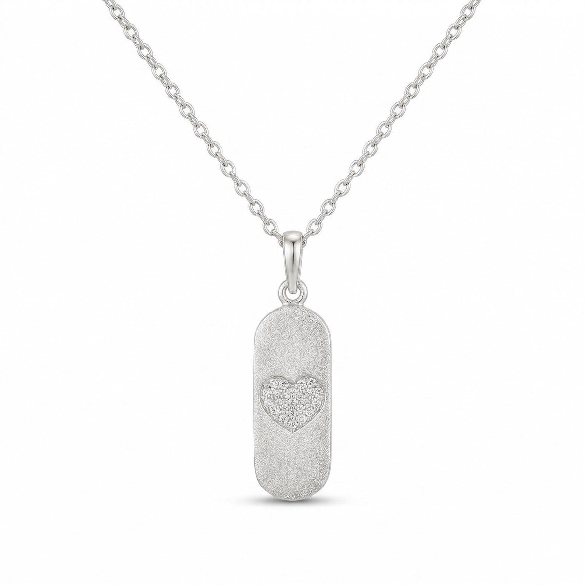 14K Gold Diamond Heart Pendant Necklace Minimal Tag Charm