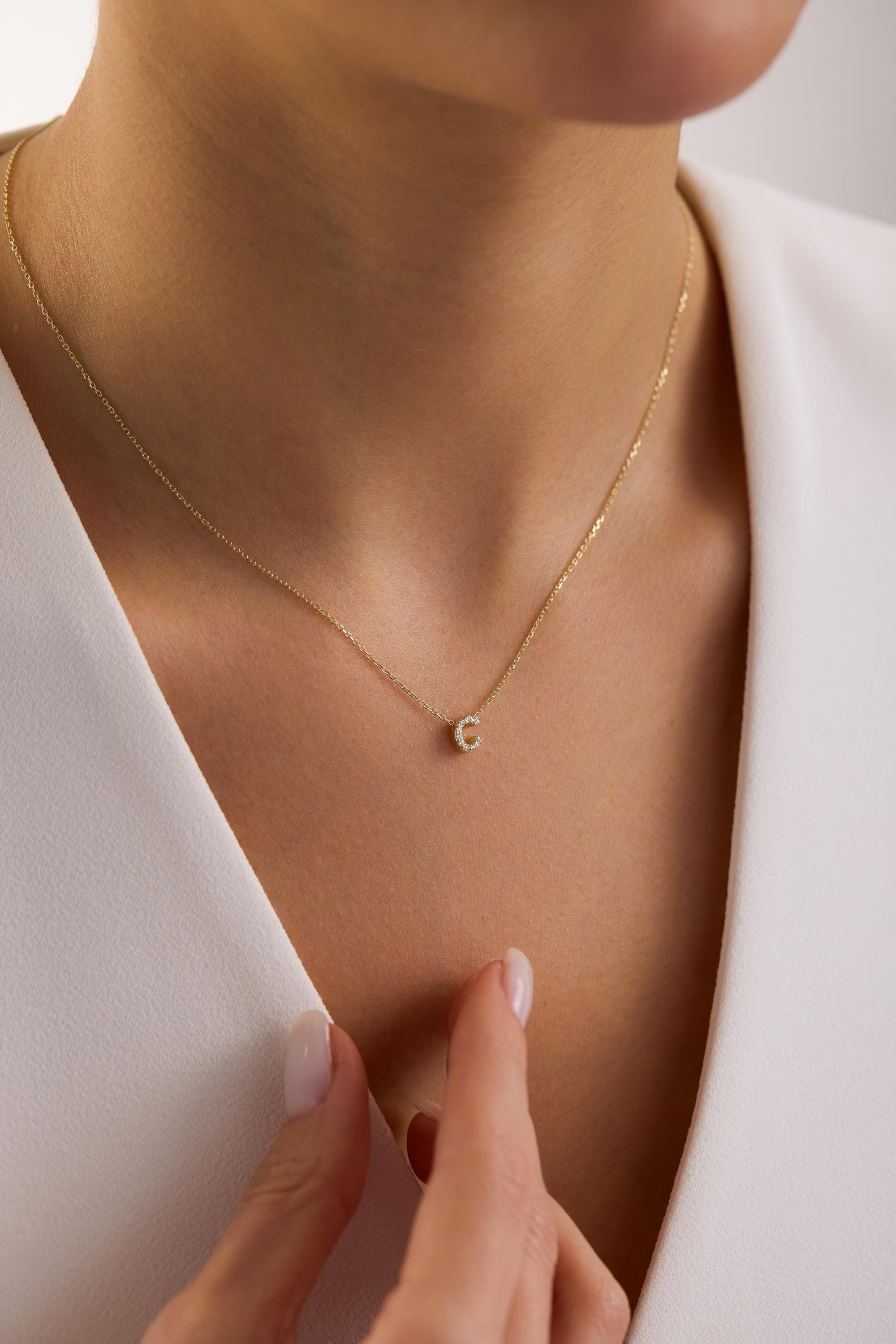 Diamonds Initial Letter Necklace