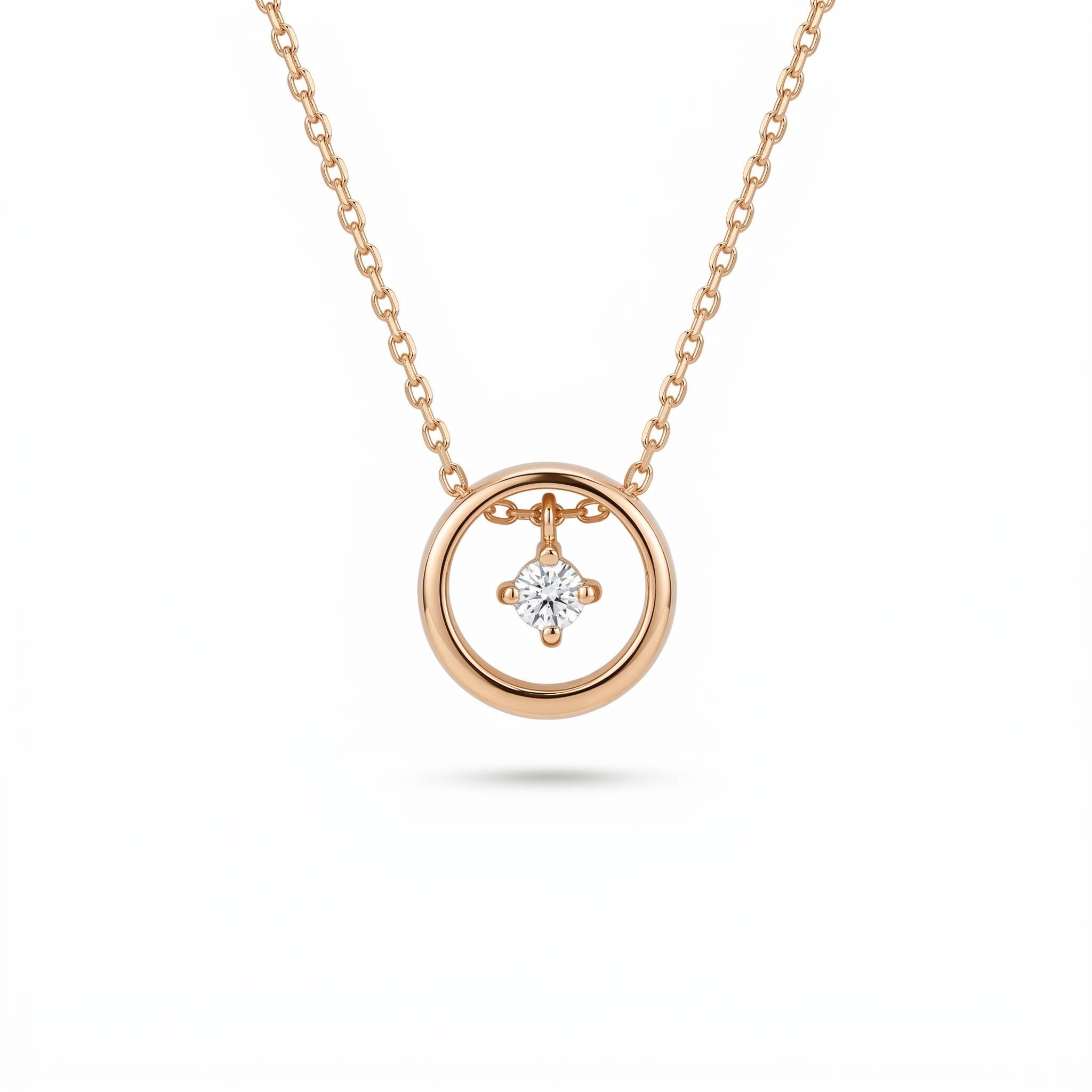 14K Dainty Diamond Circle Necklace
