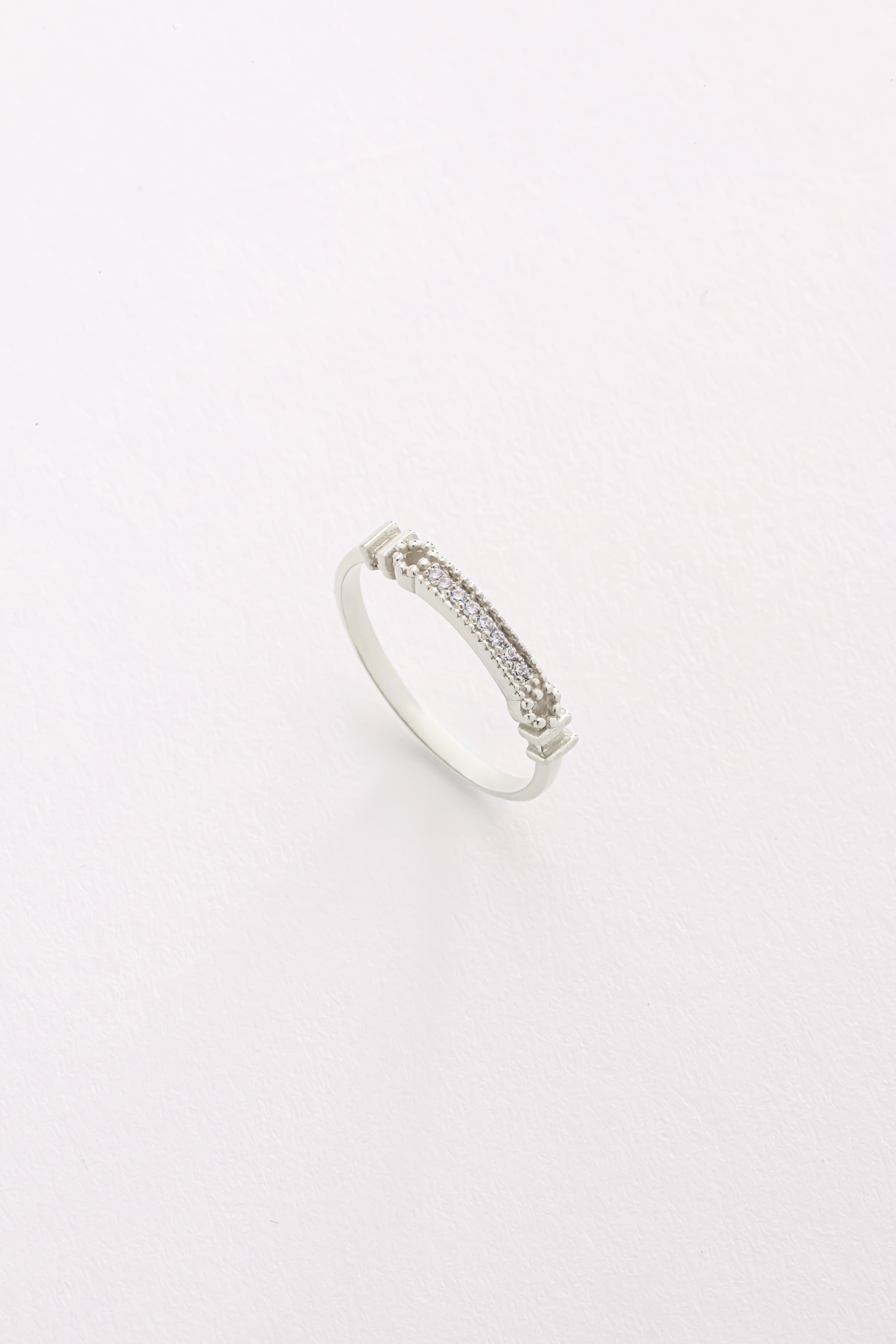 14k Gold Diamond Bar Ring