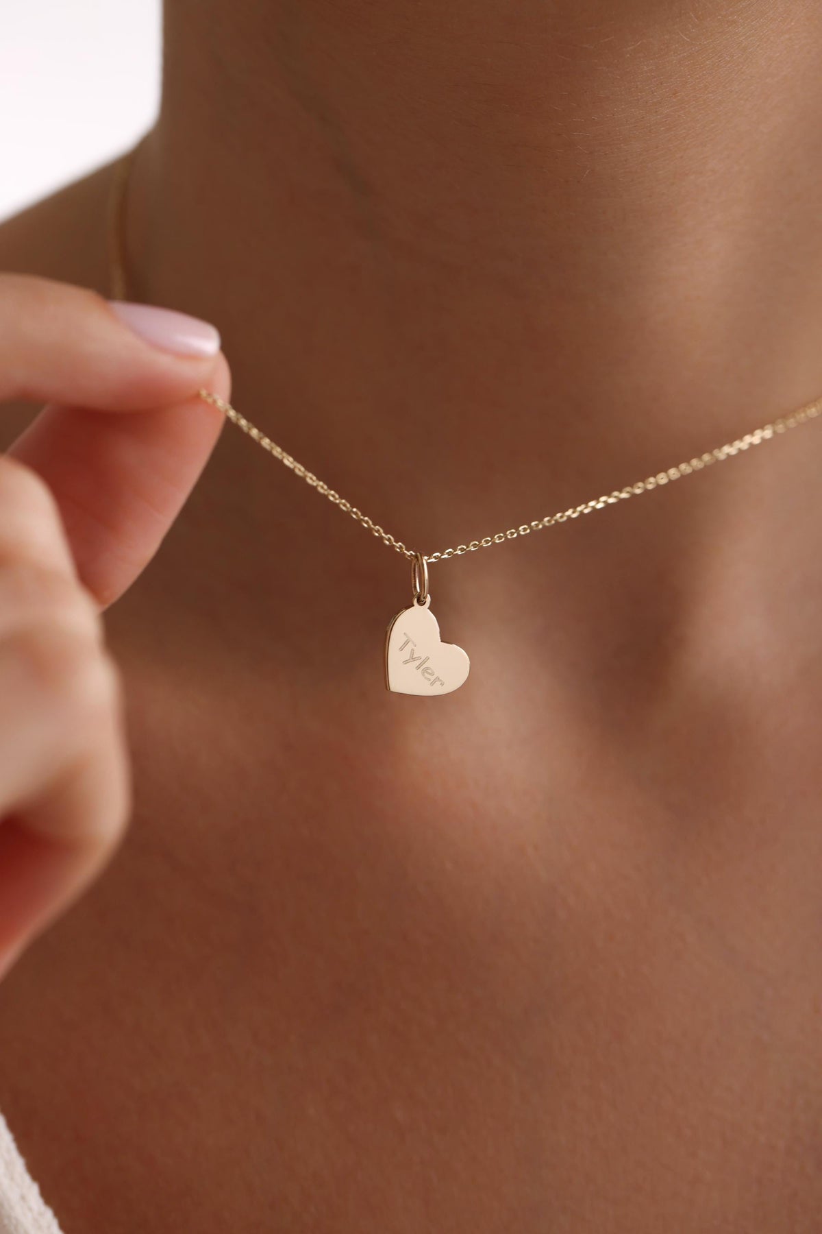 14K Solid Gold Heart Necklace