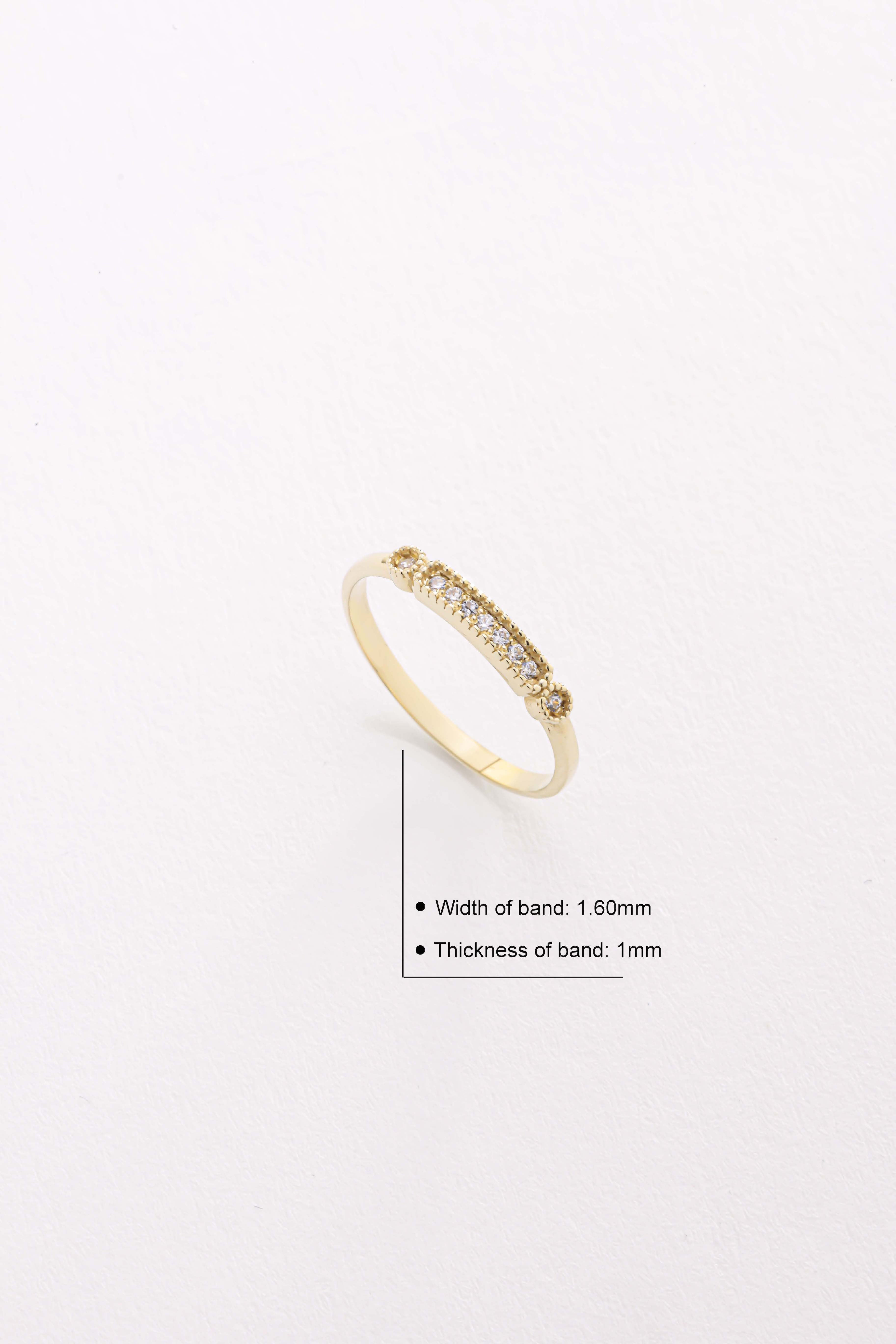 14k Gold Diamond Bar Ring