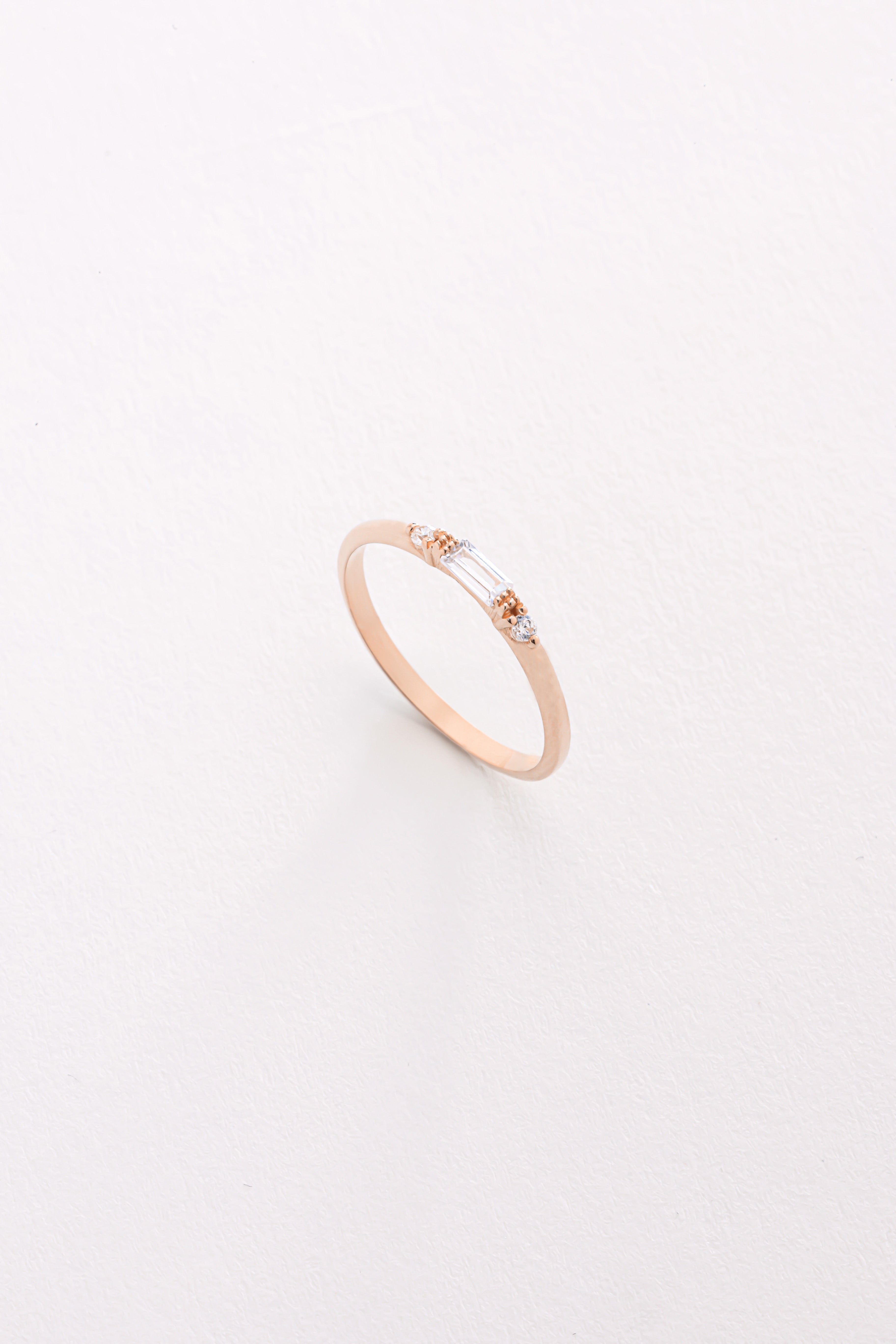 14k Gold Baguette Accent Ring