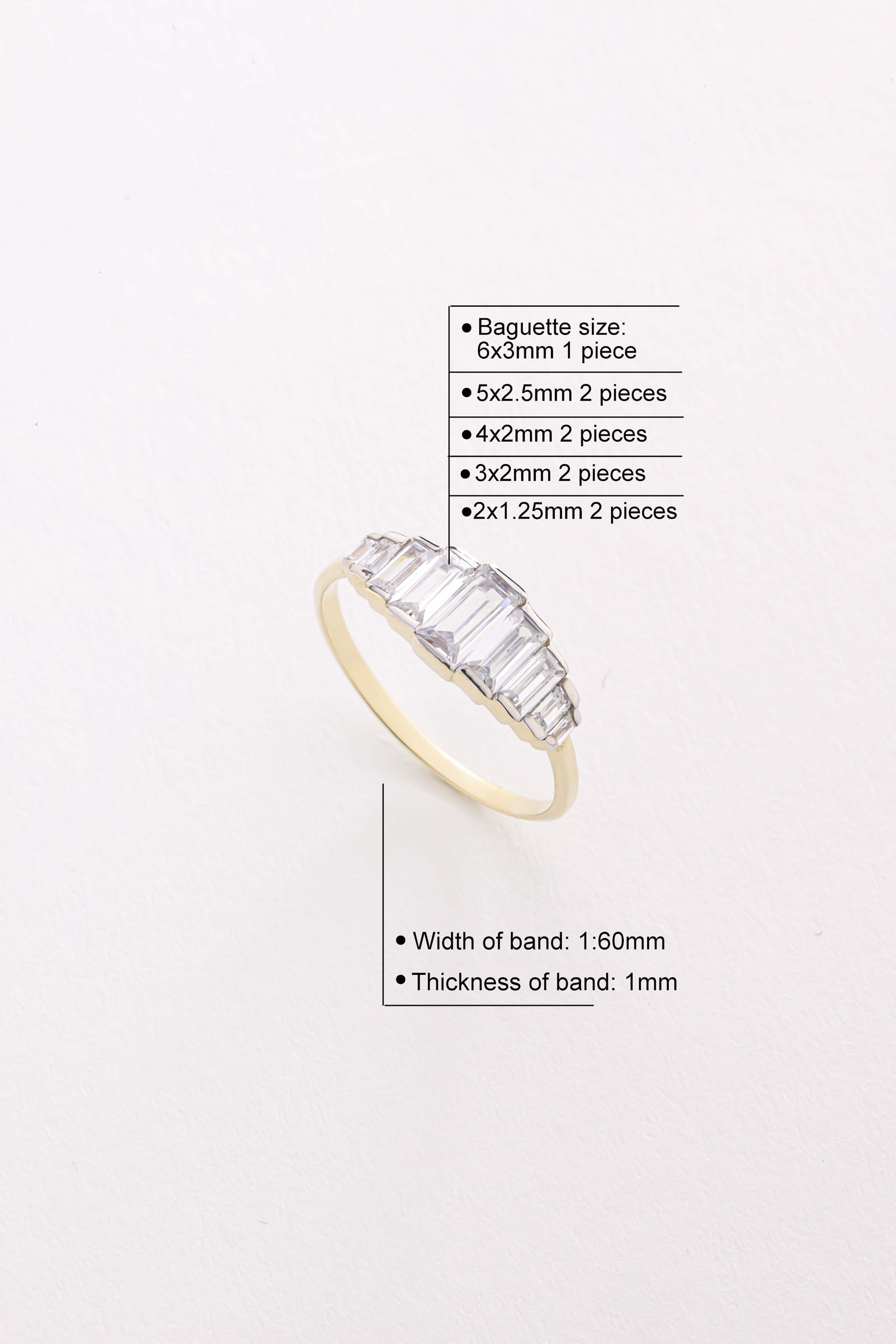 14k Gold Seven Baguette Diamond Band
