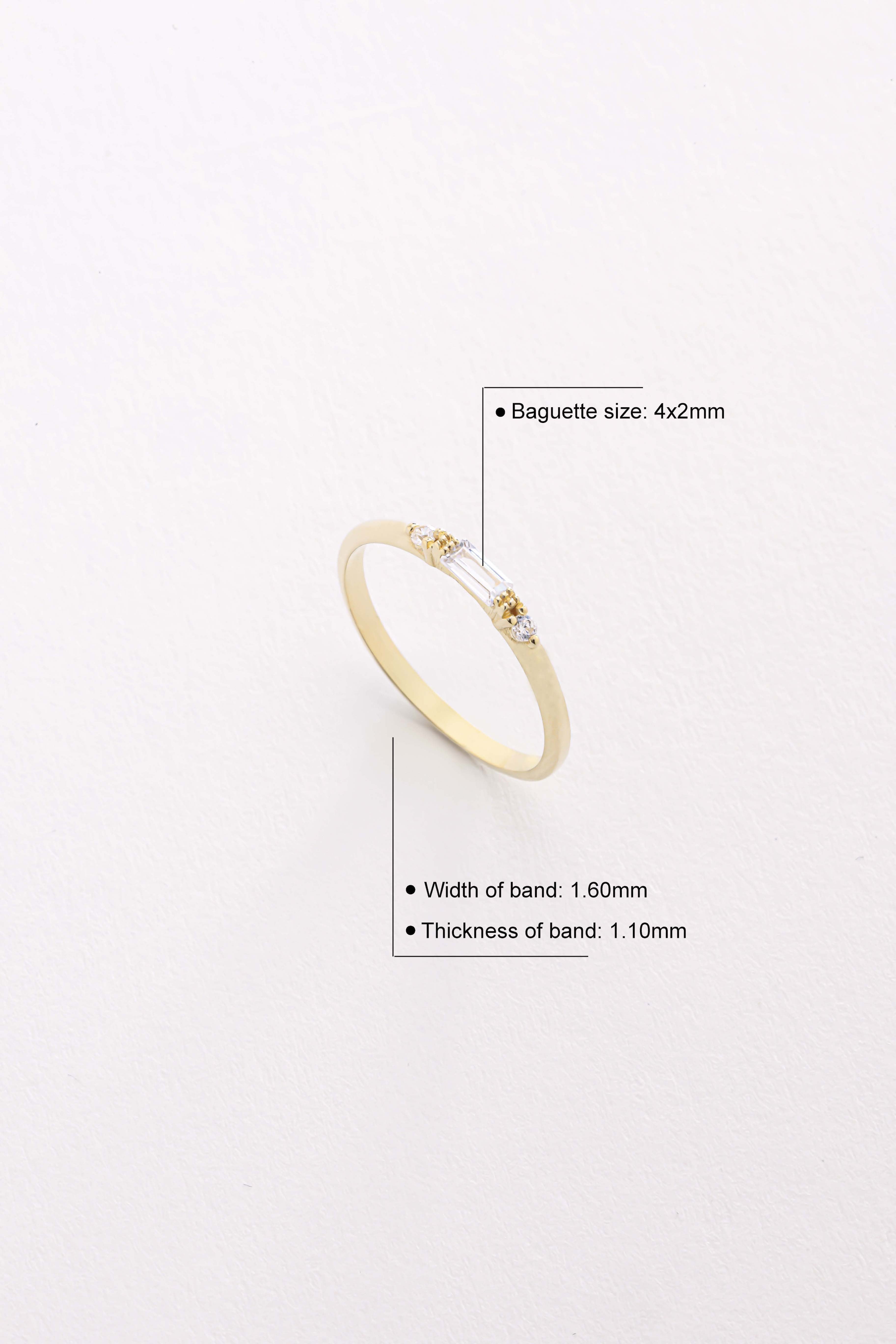 14k Gold Baguette Accent Ring