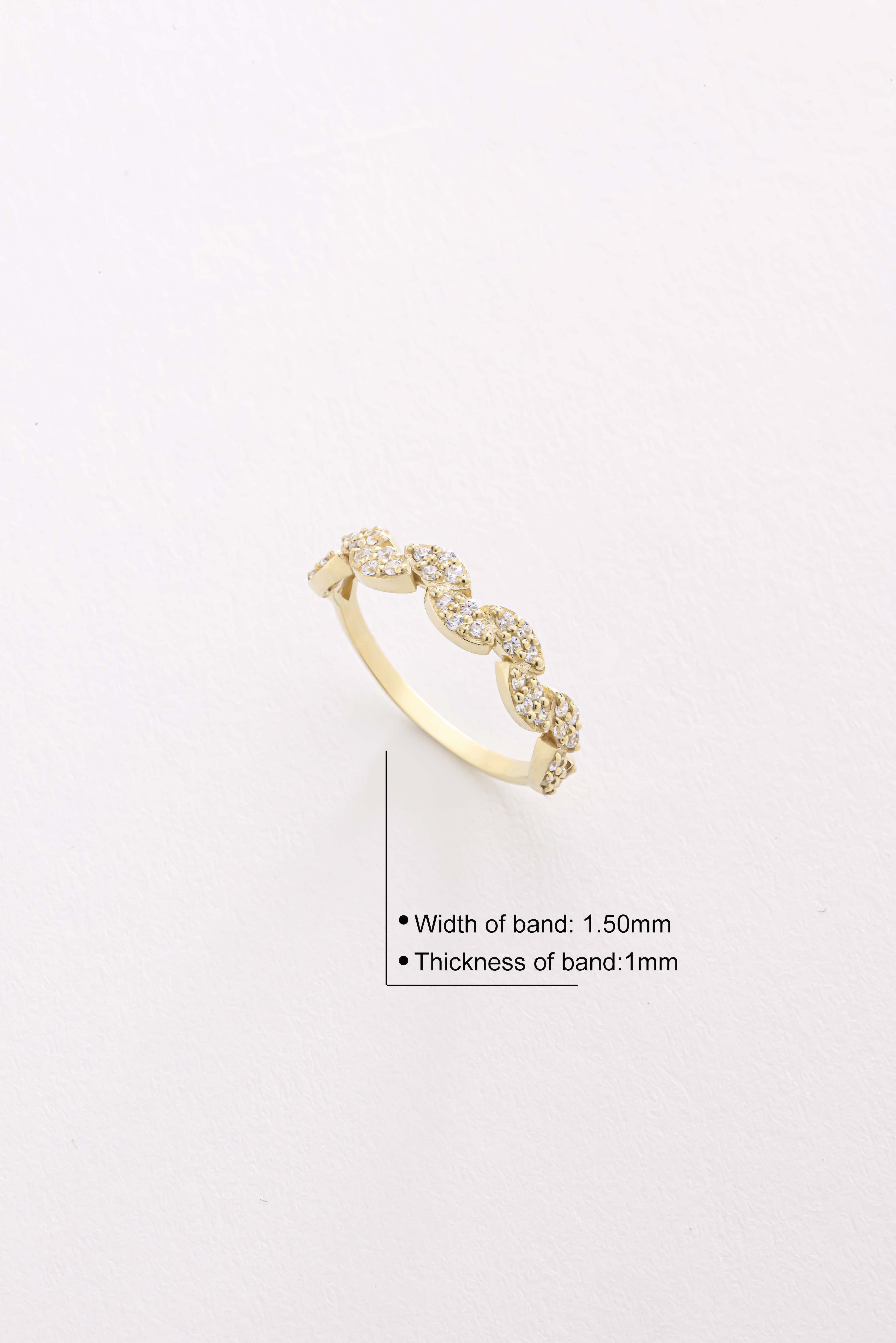 14k Gold Marquise-Shape Diamond Band