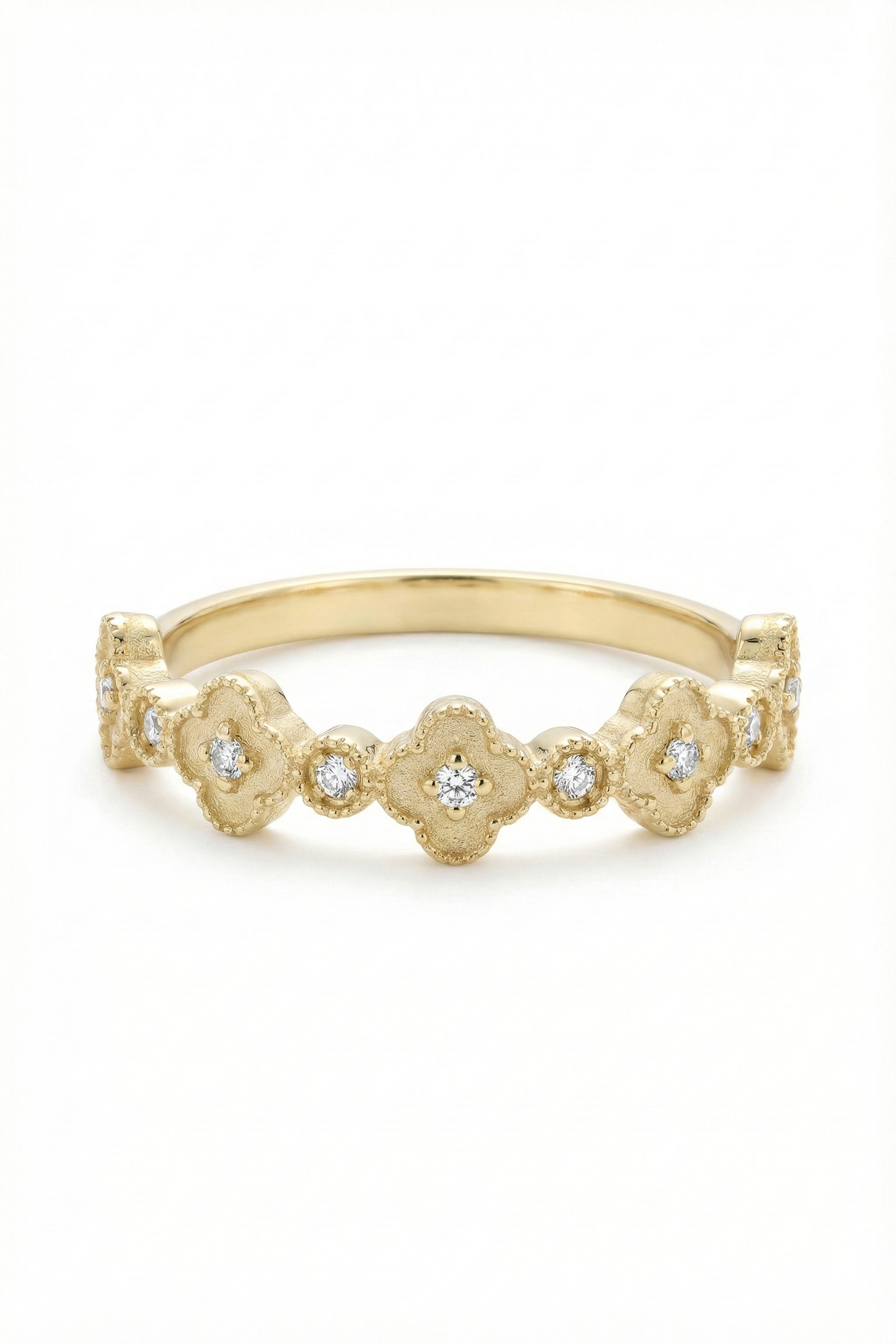 14k Gold Floral Diamond Band