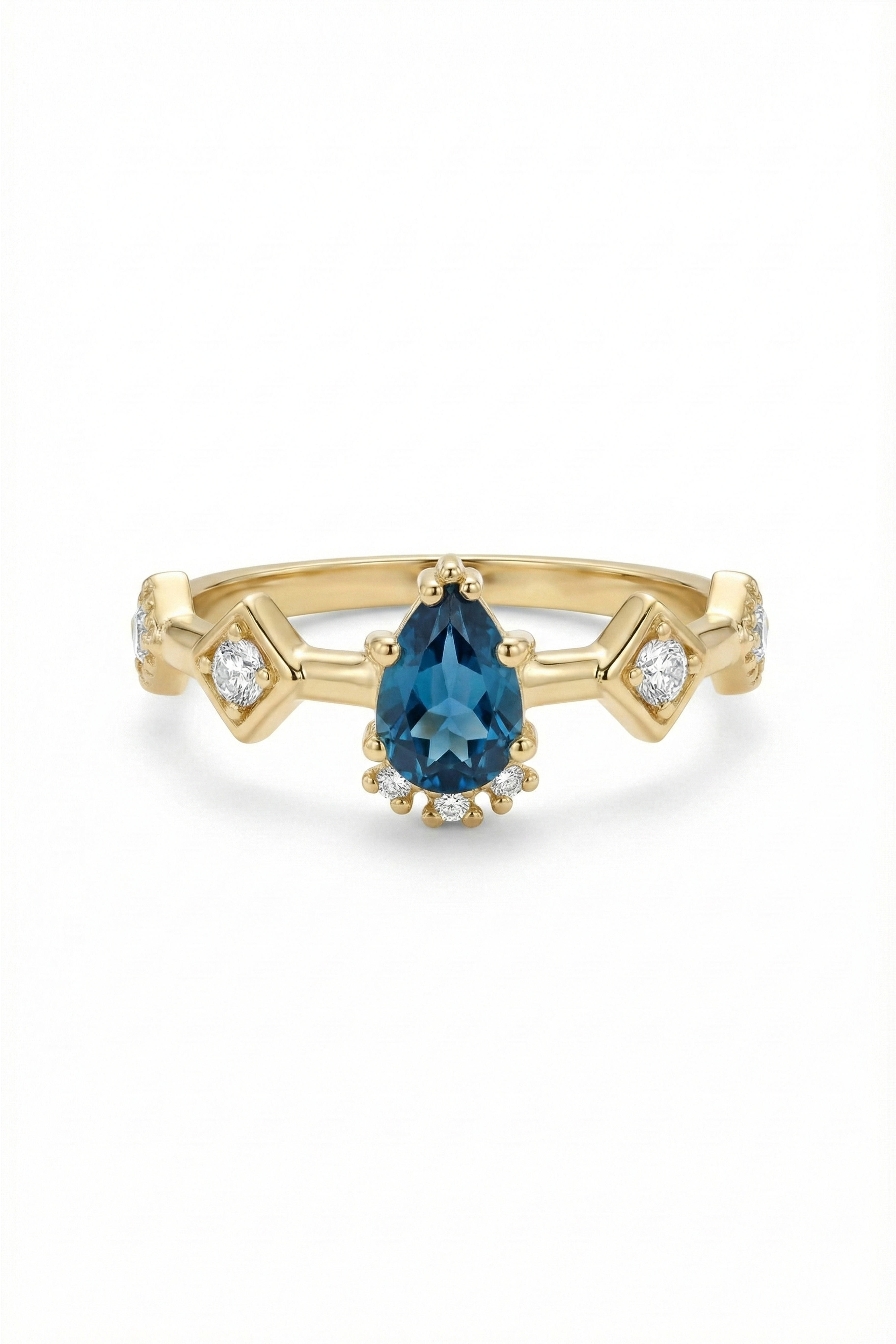14k Gold Noble Crown Sapphire Ring