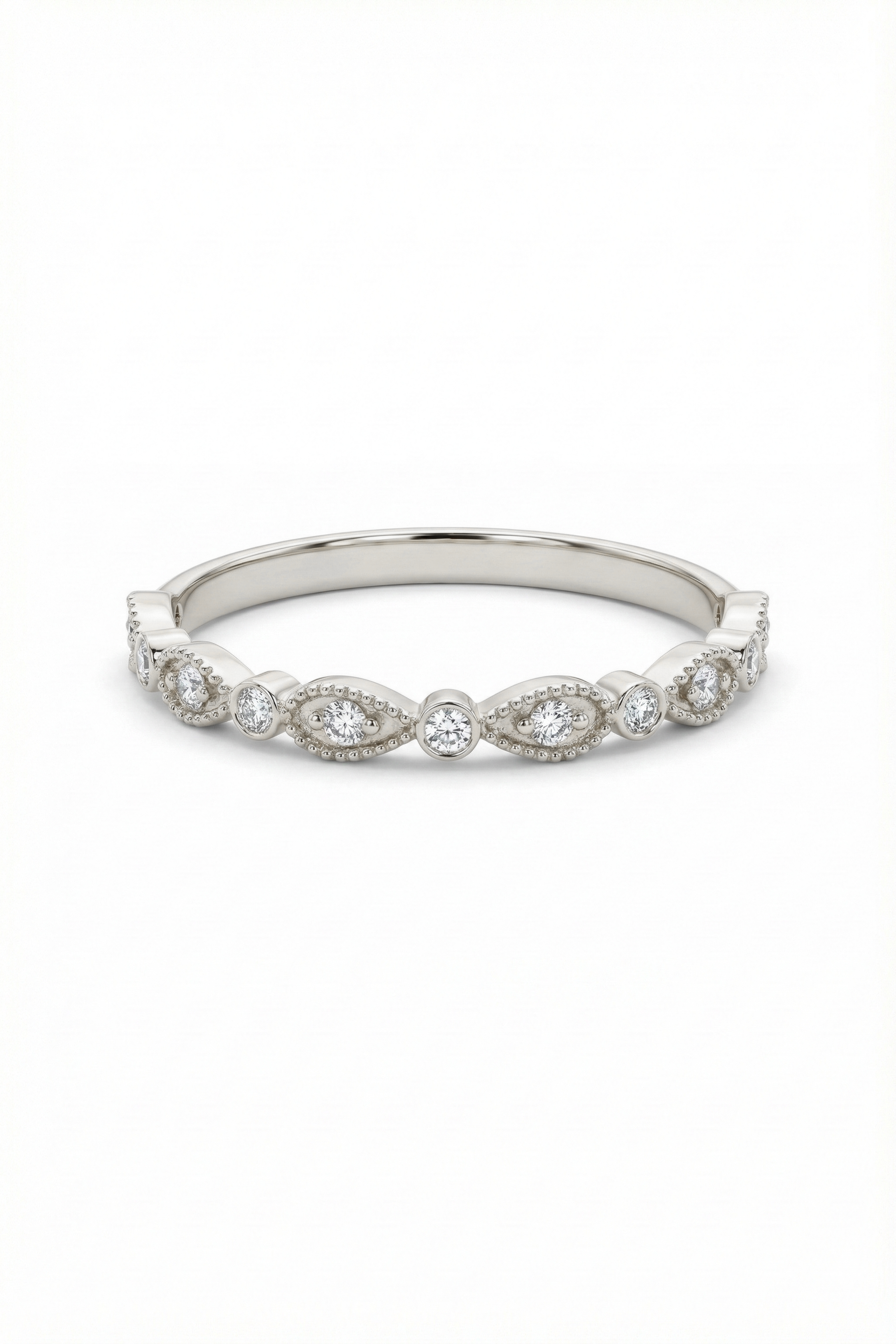 14k Gold Diamond Leaf Band Ring