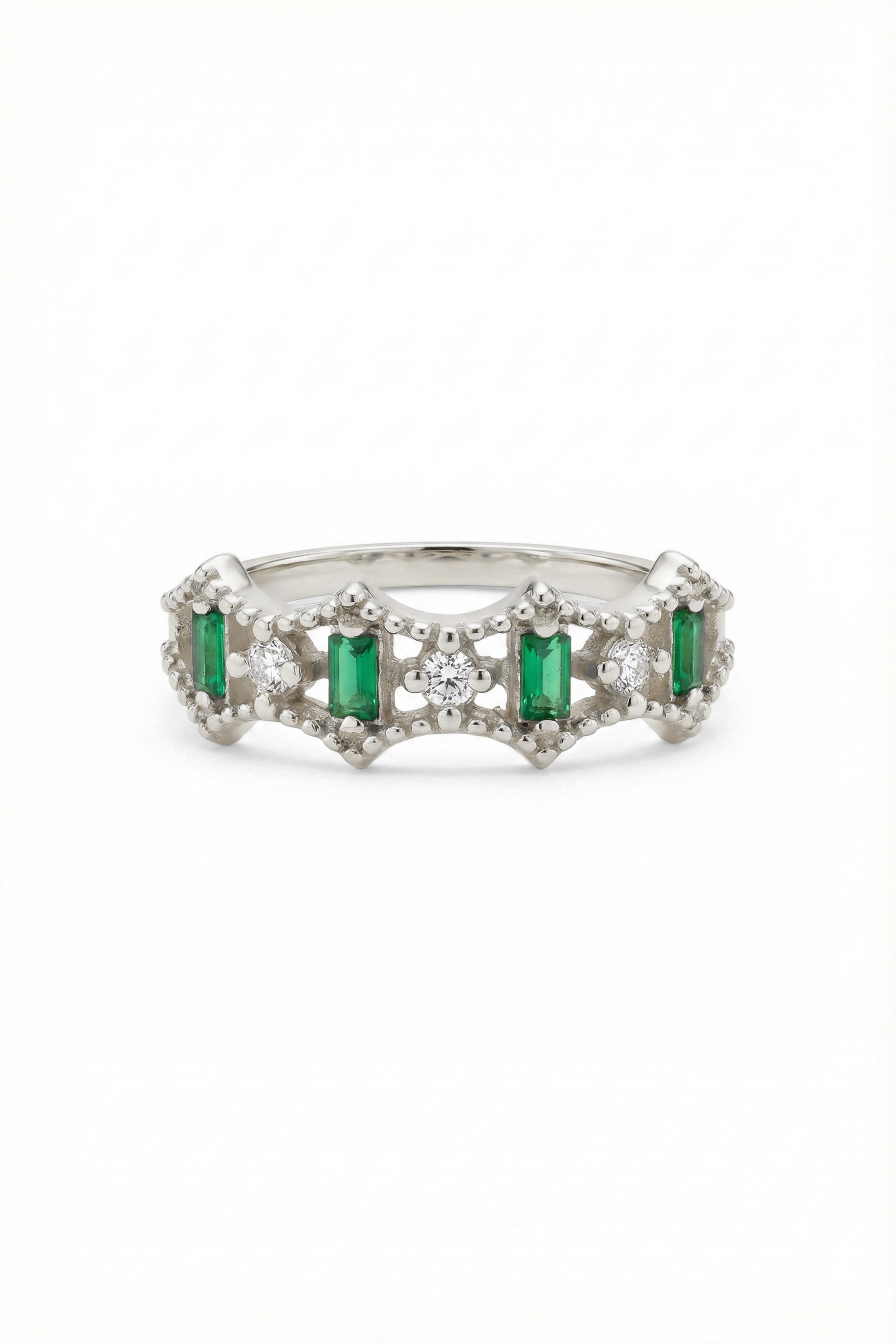 14k Gold Verdant Tiara Emerald Ring