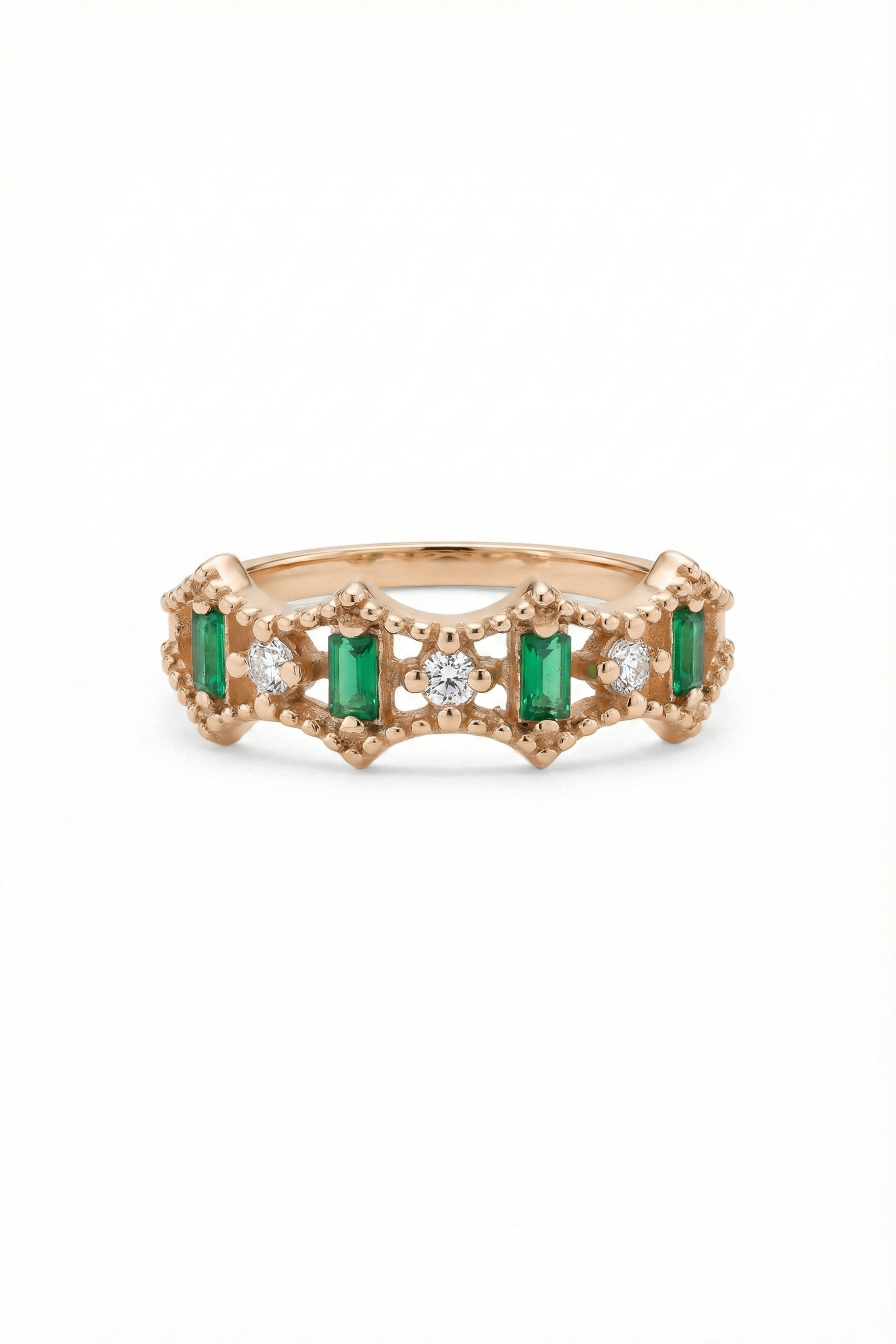 14k Gold Verdant Tiara Emerald Ring