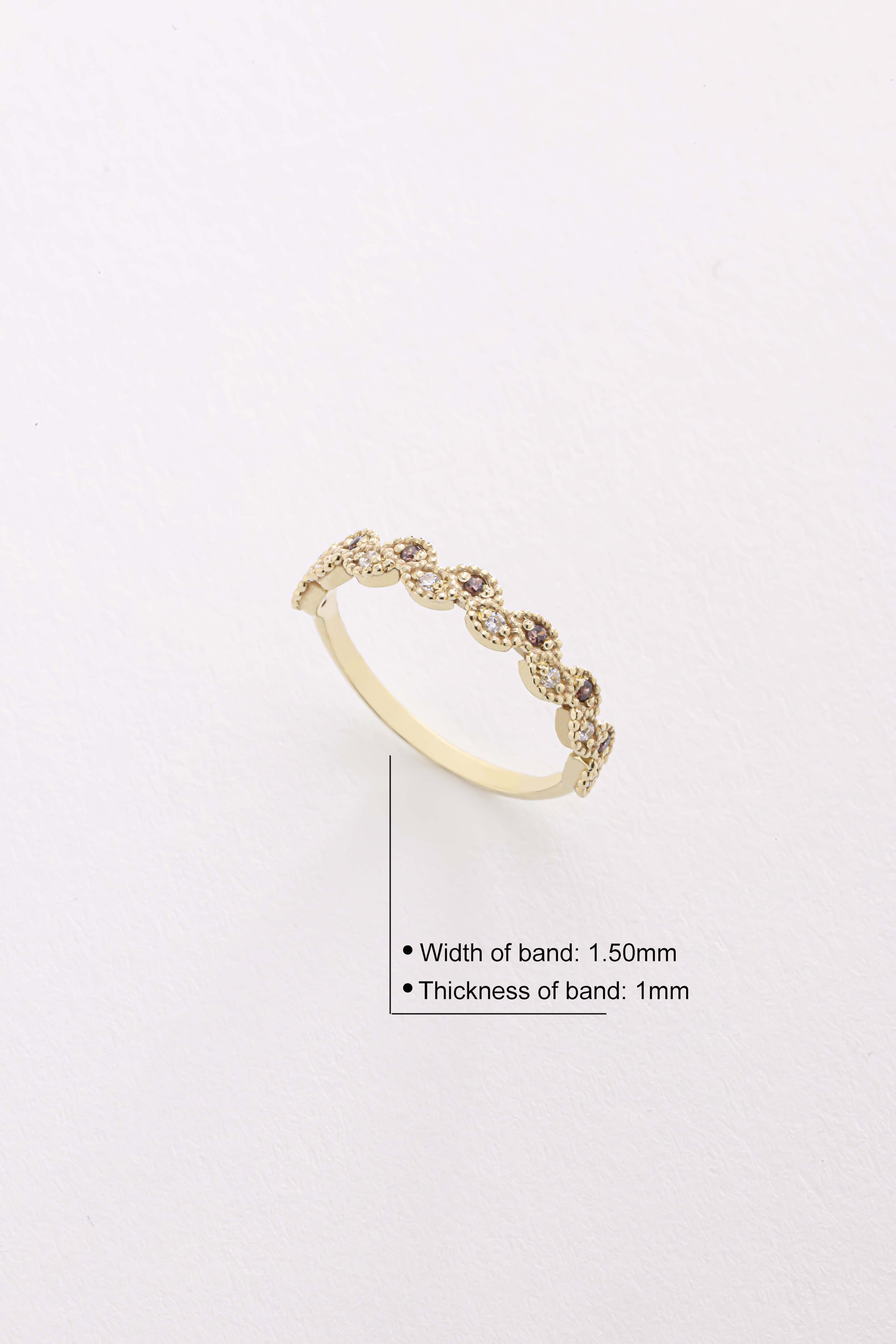 14k Gold Brown Diamond Marquise Band