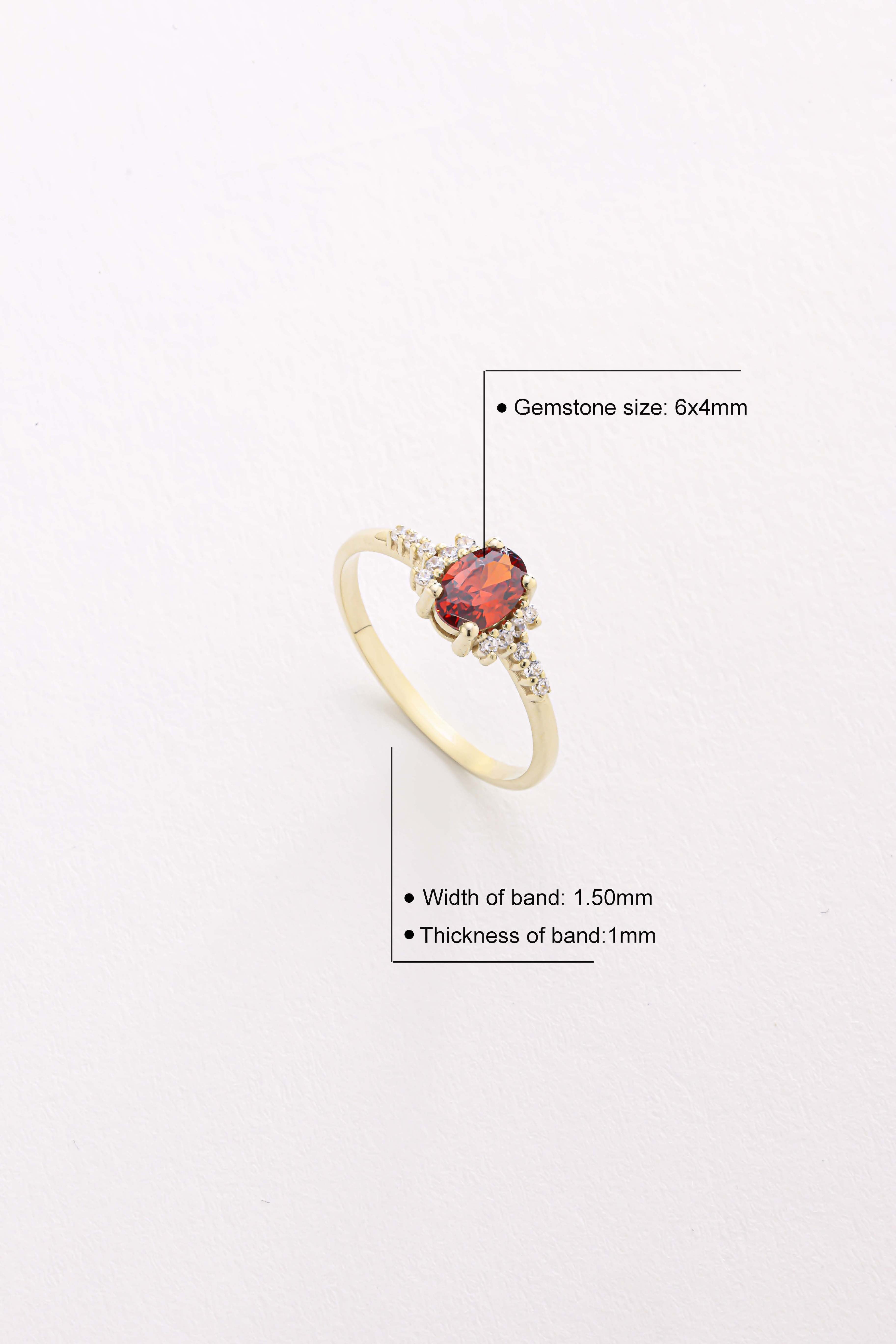 14k Gold Oval Garnet & Diamond Accent Ring