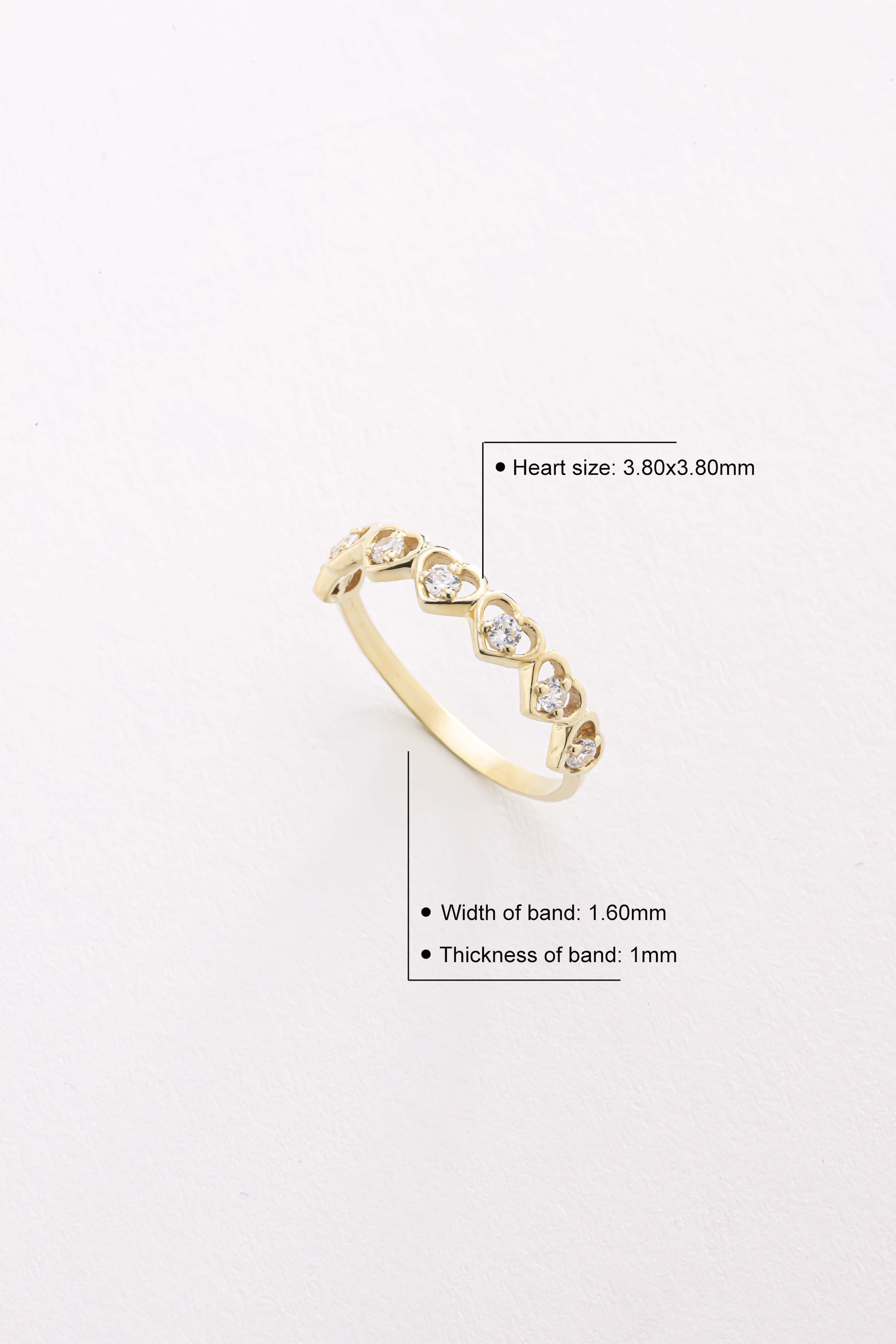 14k Gold Half Eternity Heart Ring