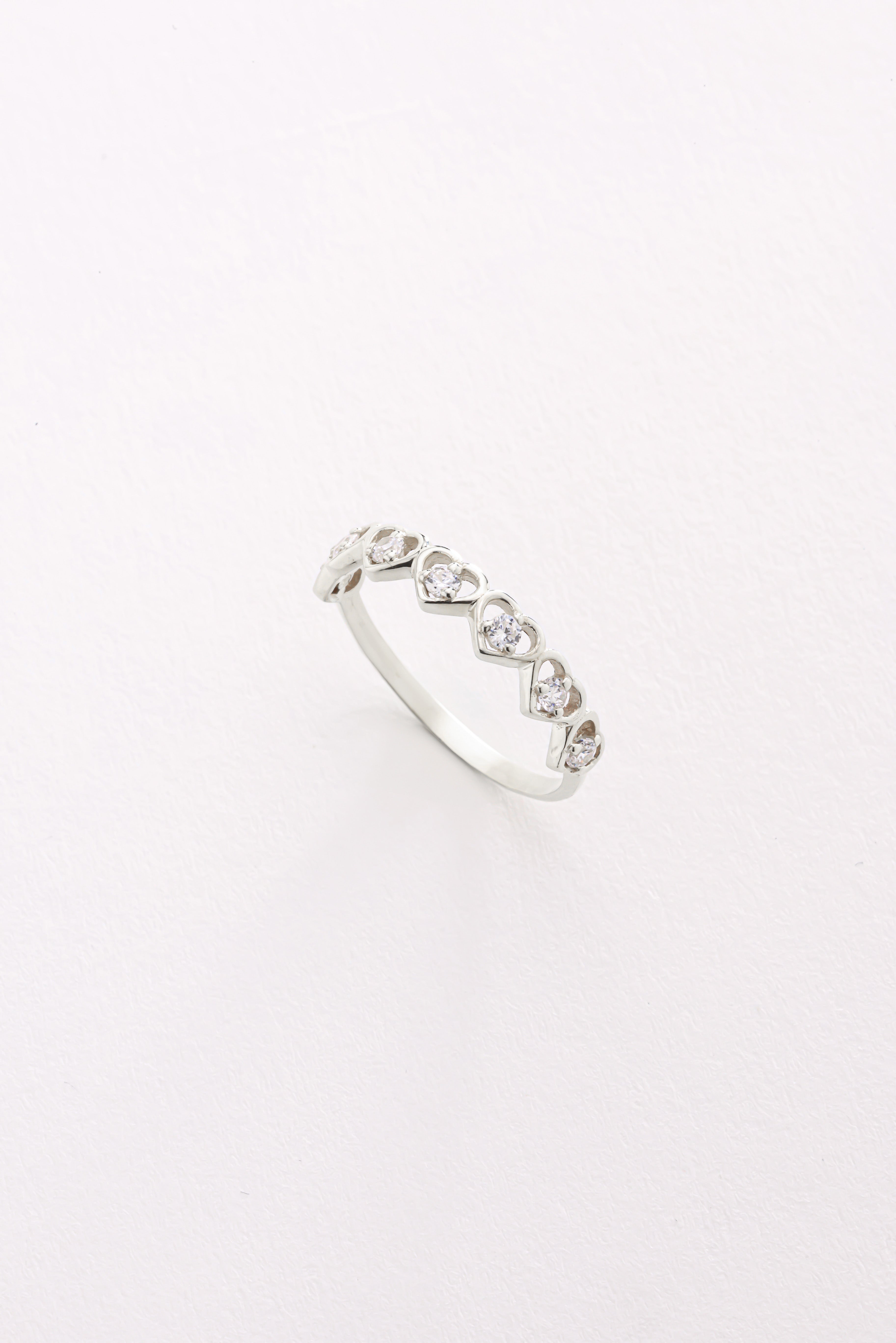 14k Gold Half Eternity Heart Ring